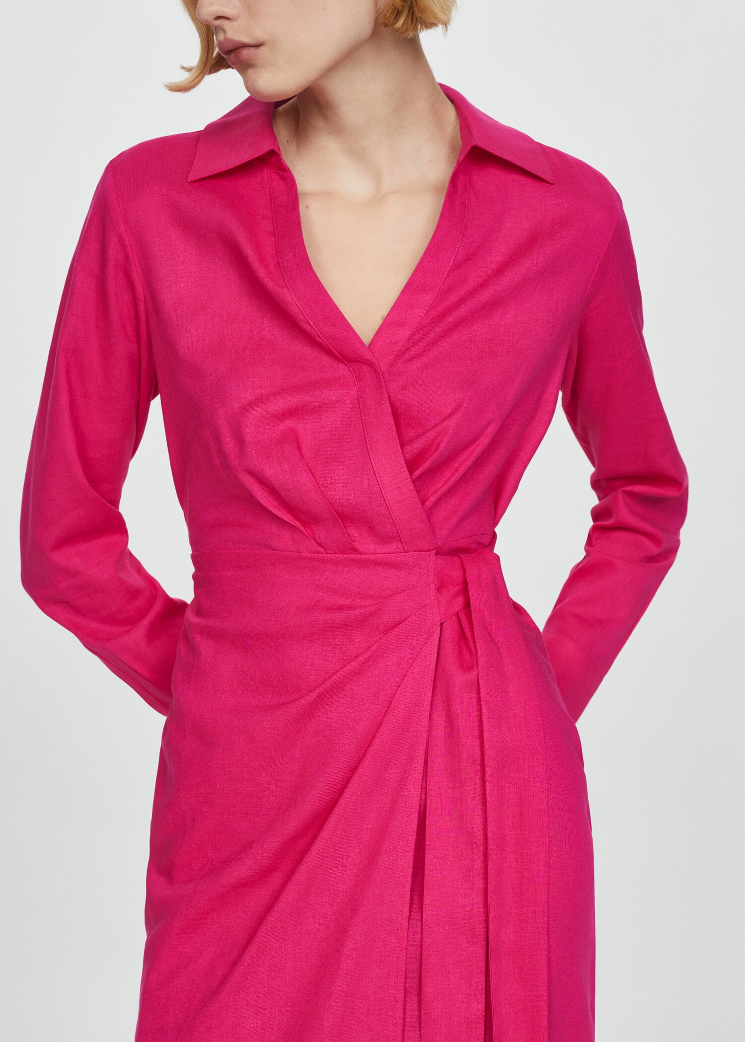 Linen shirt dress with bow - Details of the article 6