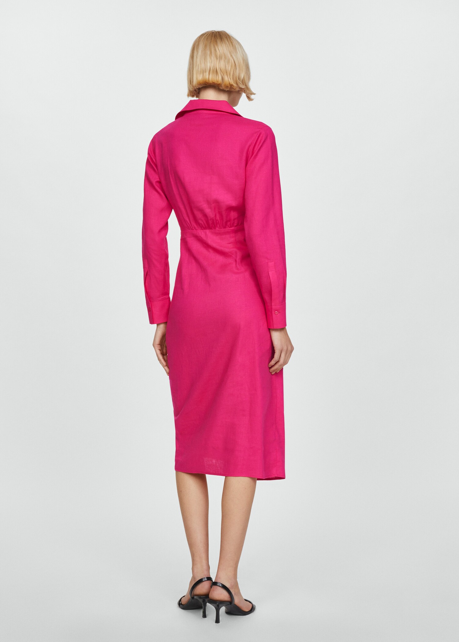Linen shirt dress with bow - Reverse of the article