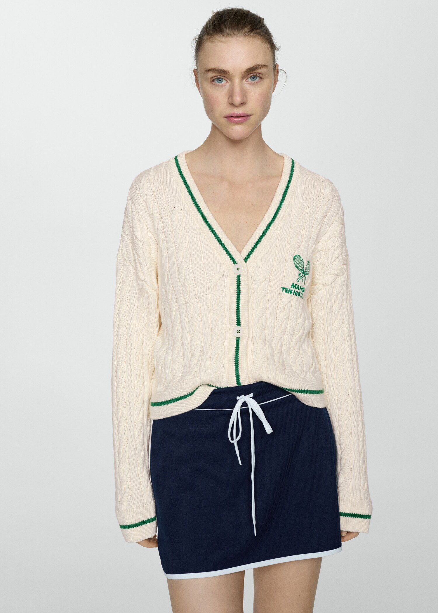 Contrast-detail braided cardigan - Medium plane