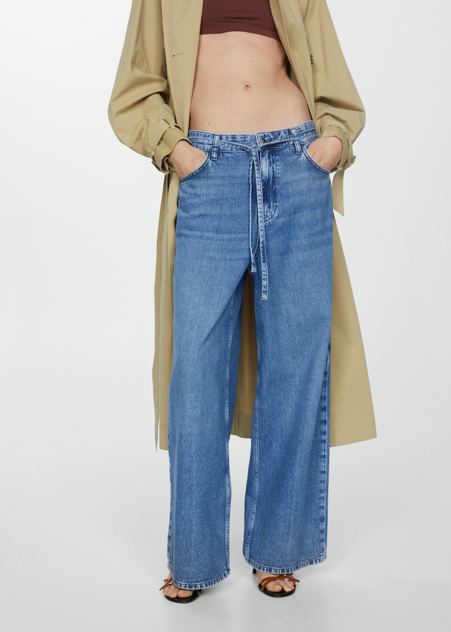 Jeans wideleg loose cordón ajustable - Plano medio