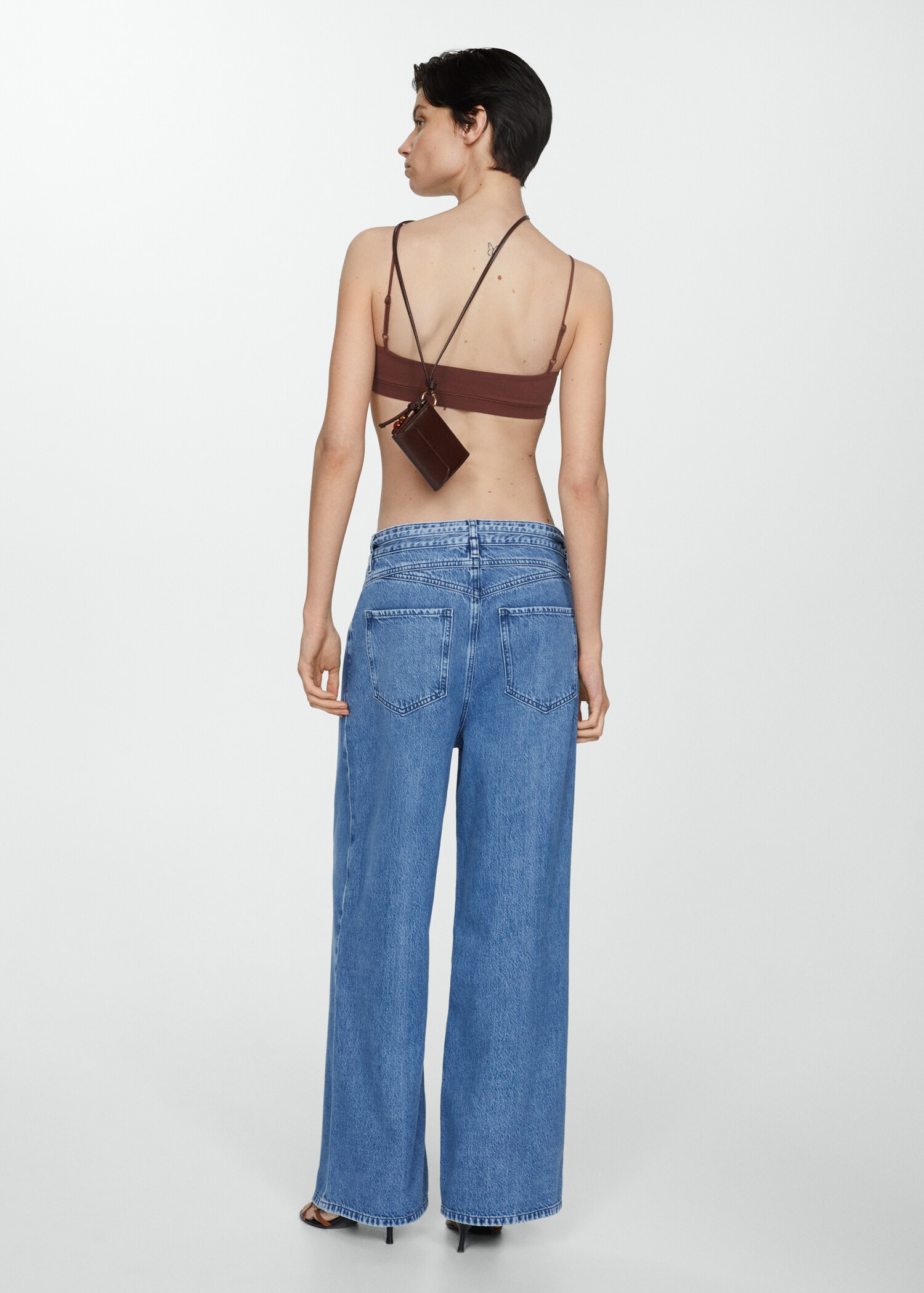 Jeans wideleg loose cordón ajustable - Reverso del artículo