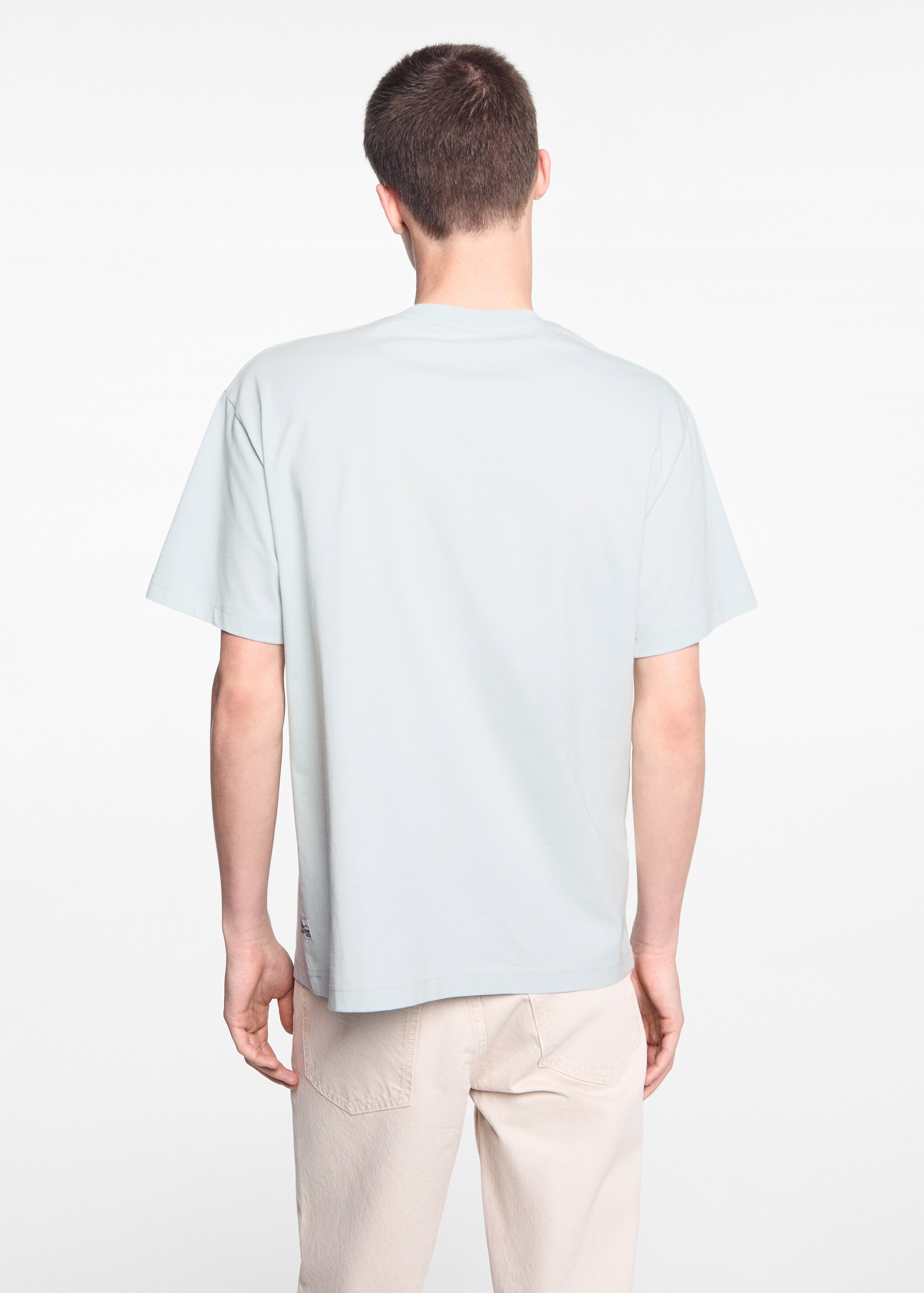 Camiseta algodón mensaje bordado - Reverso del artículo