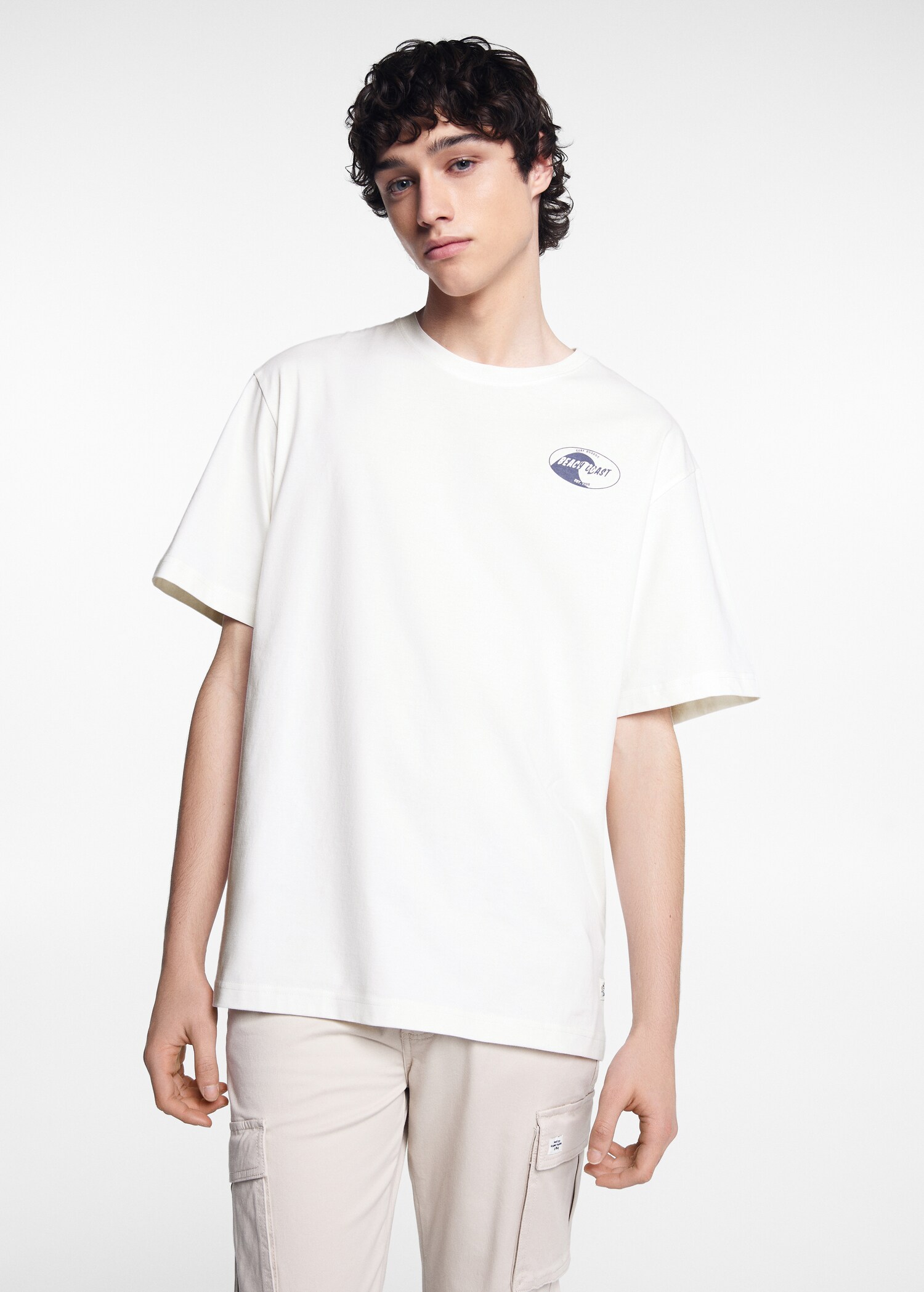 Printed cotton-blend T-shirt - Medium plane