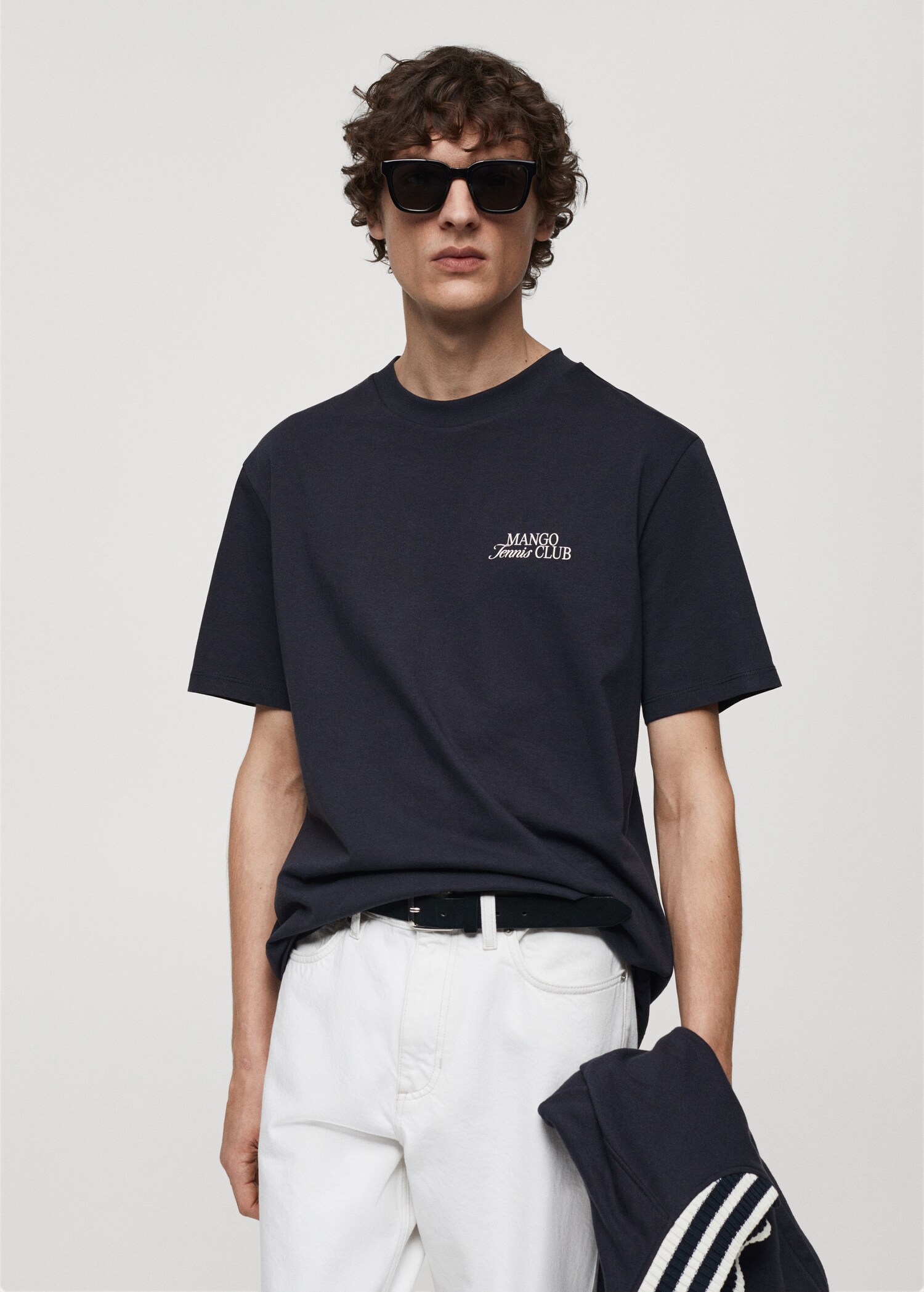 T-shirt regular fit de algodão estampada - Plano médio