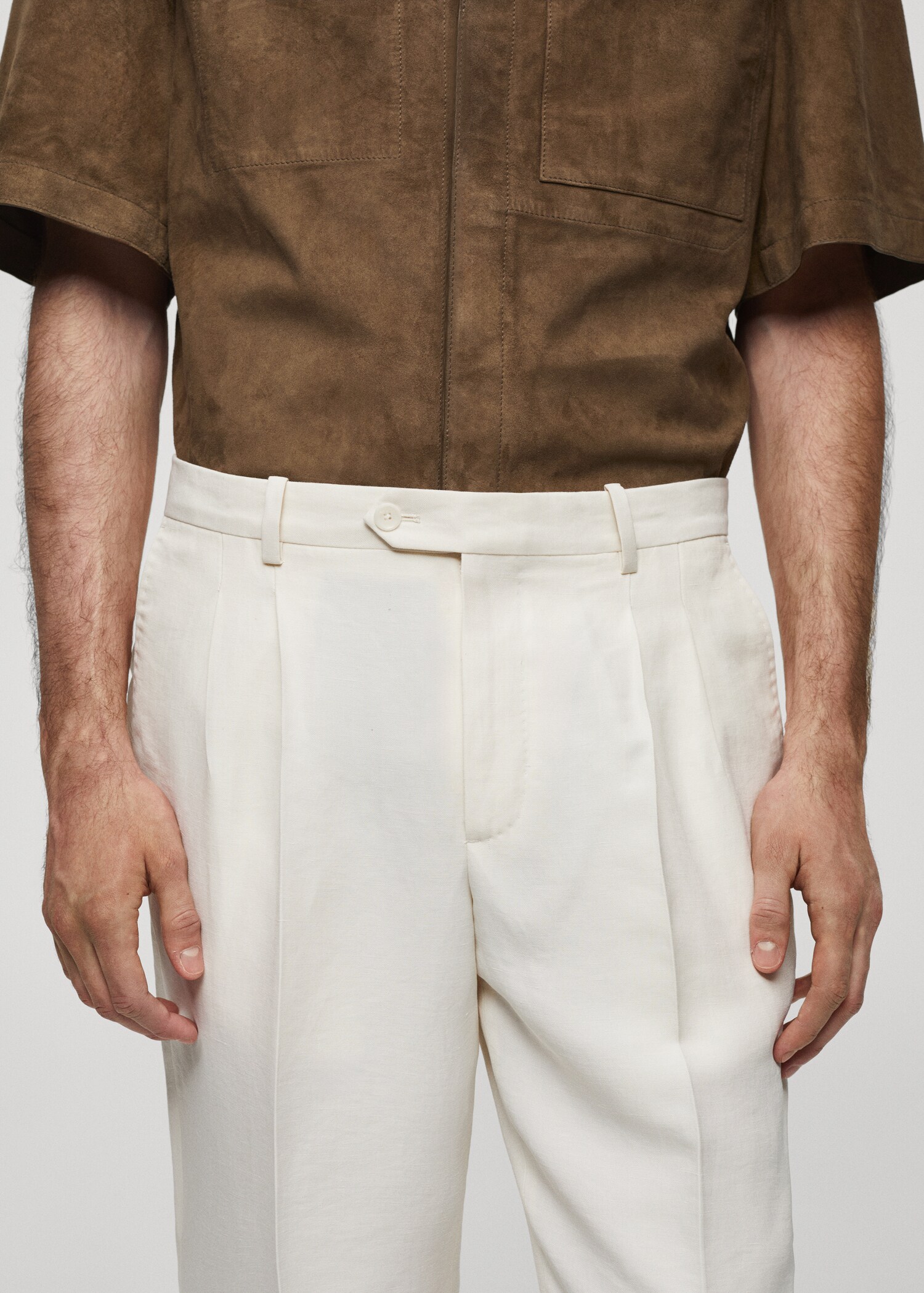 Pantalon lin slim-fit pinces - Détail de l'article 1