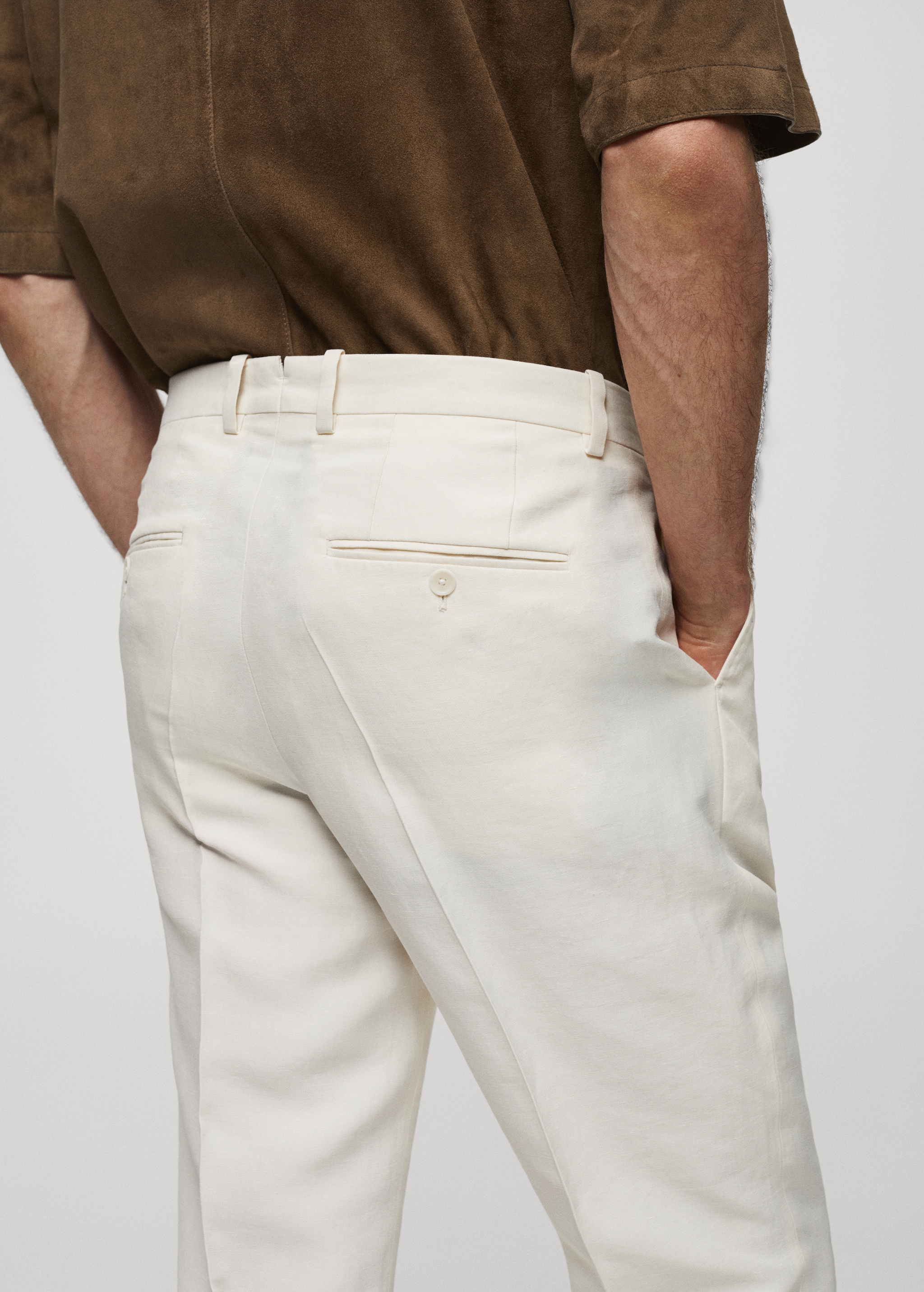 Pantalon lin slim-fit pinces - Main Image