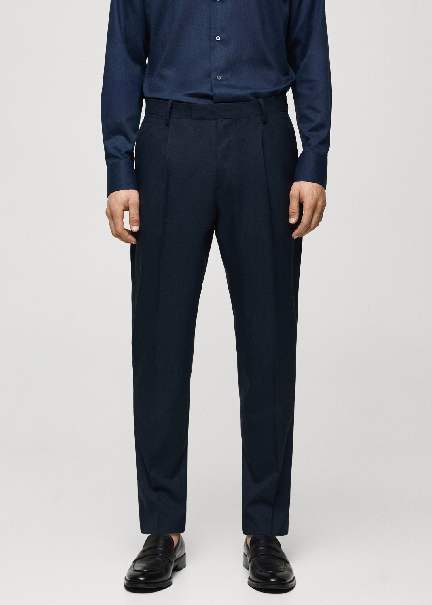 100% virgin wool slim-fit suit trousers - Medium plane
