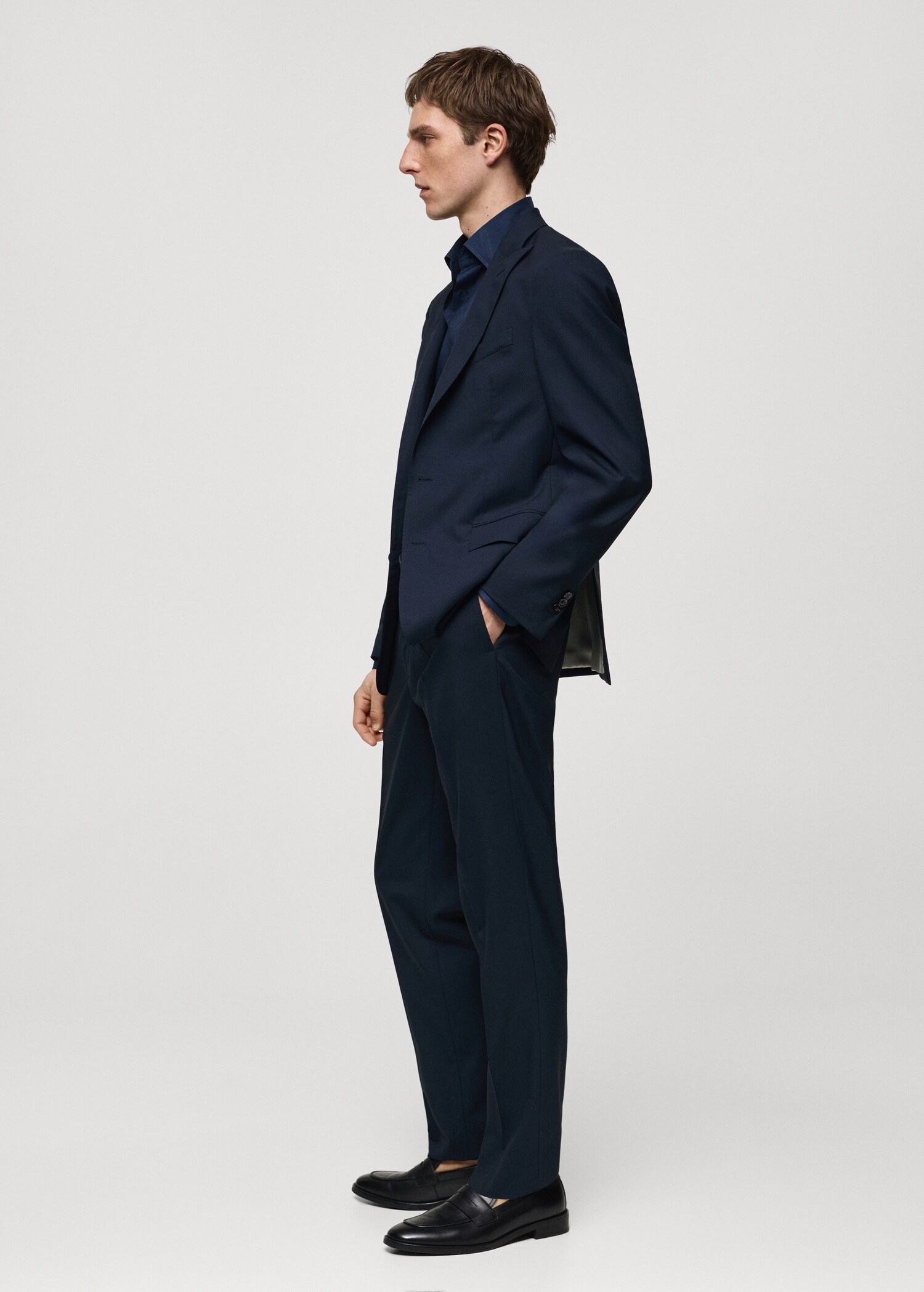 100% virgin wool slim-fit suit trousers - Details of the article 2