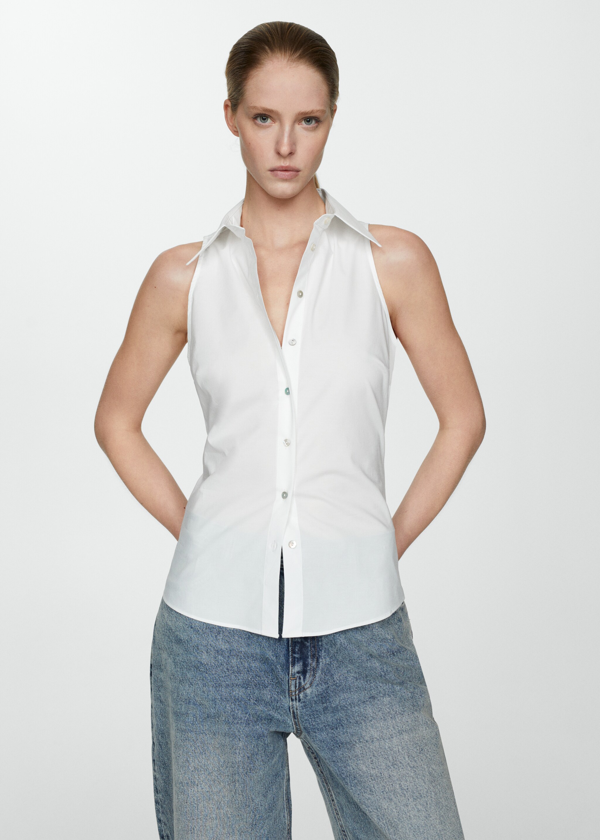 Sleeveless cotton shirt - Medium plane