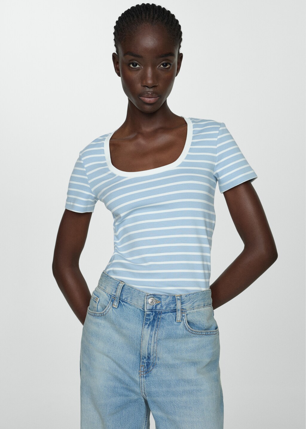 blue and white striped t shirt women's