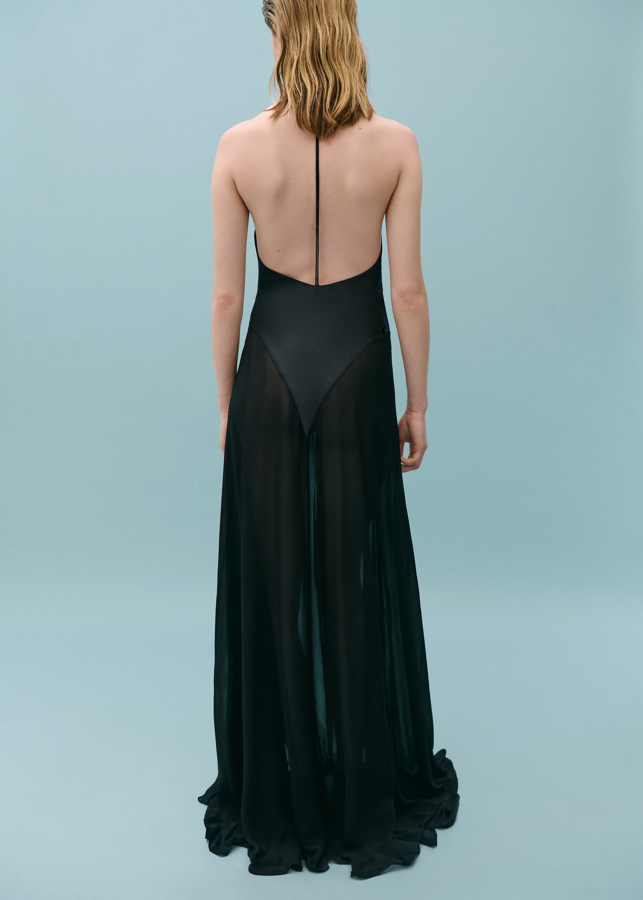 Полупрозрачное платье из шелка с комбинированным лифом - Обратная сторона изделия