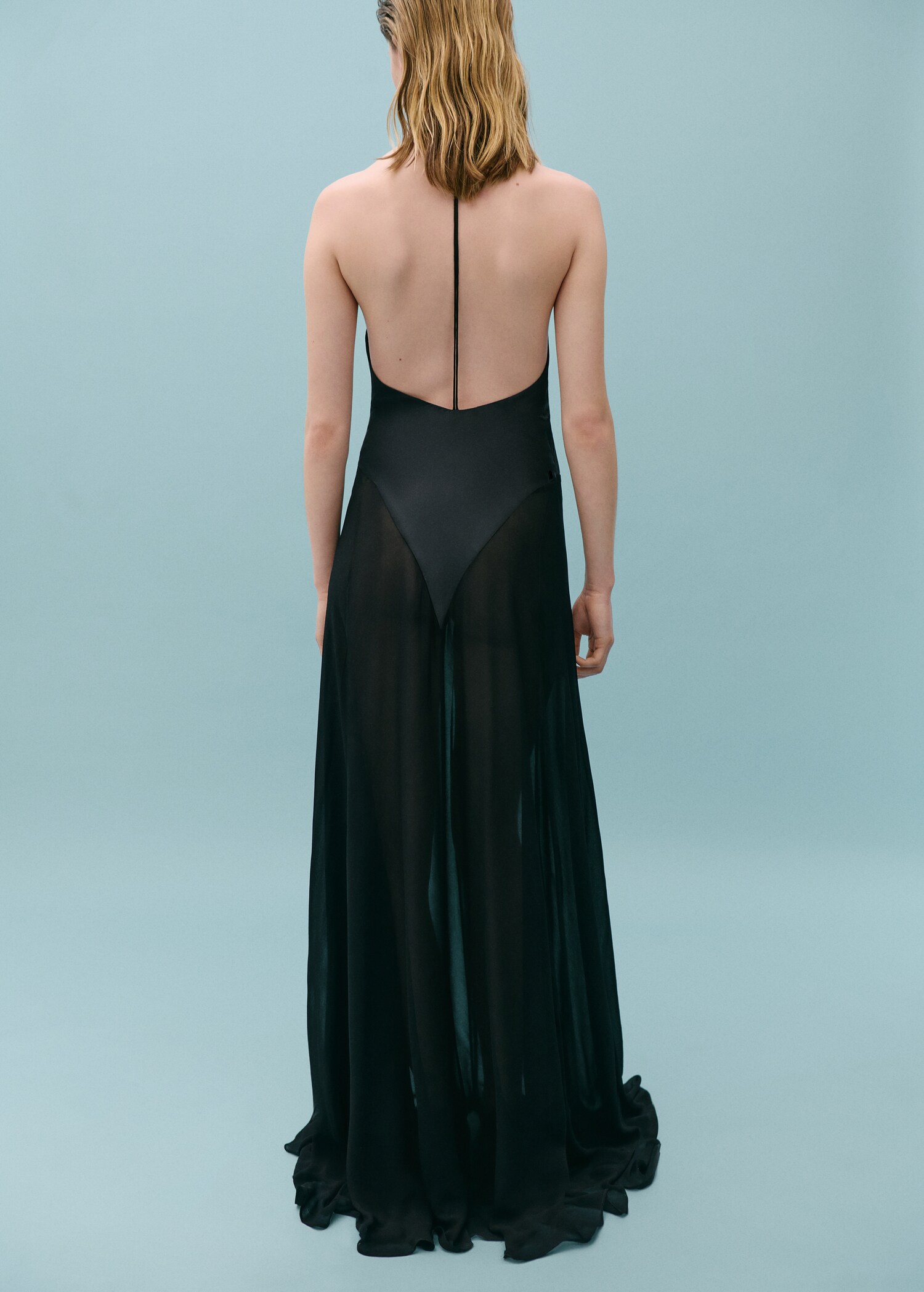 Semi-transparent combined body silk dress - Reverse of the article