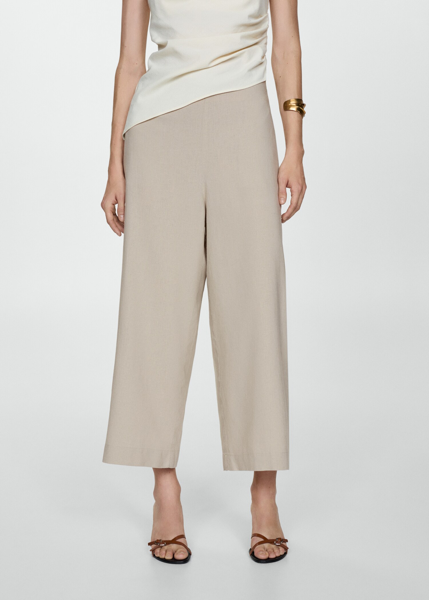 Wideleg linen trousers - Medium plane