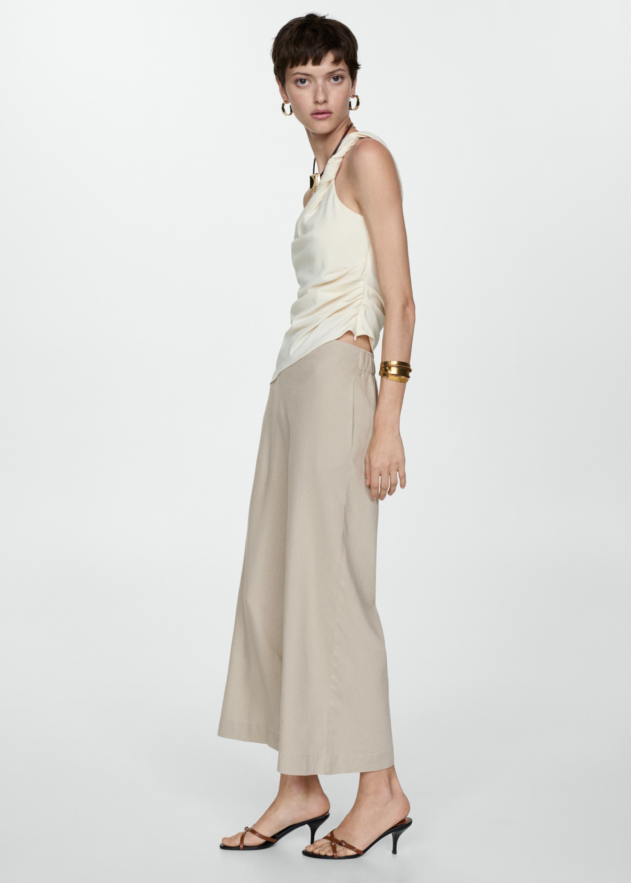 Wideleg linen trousers - Details of the article 2