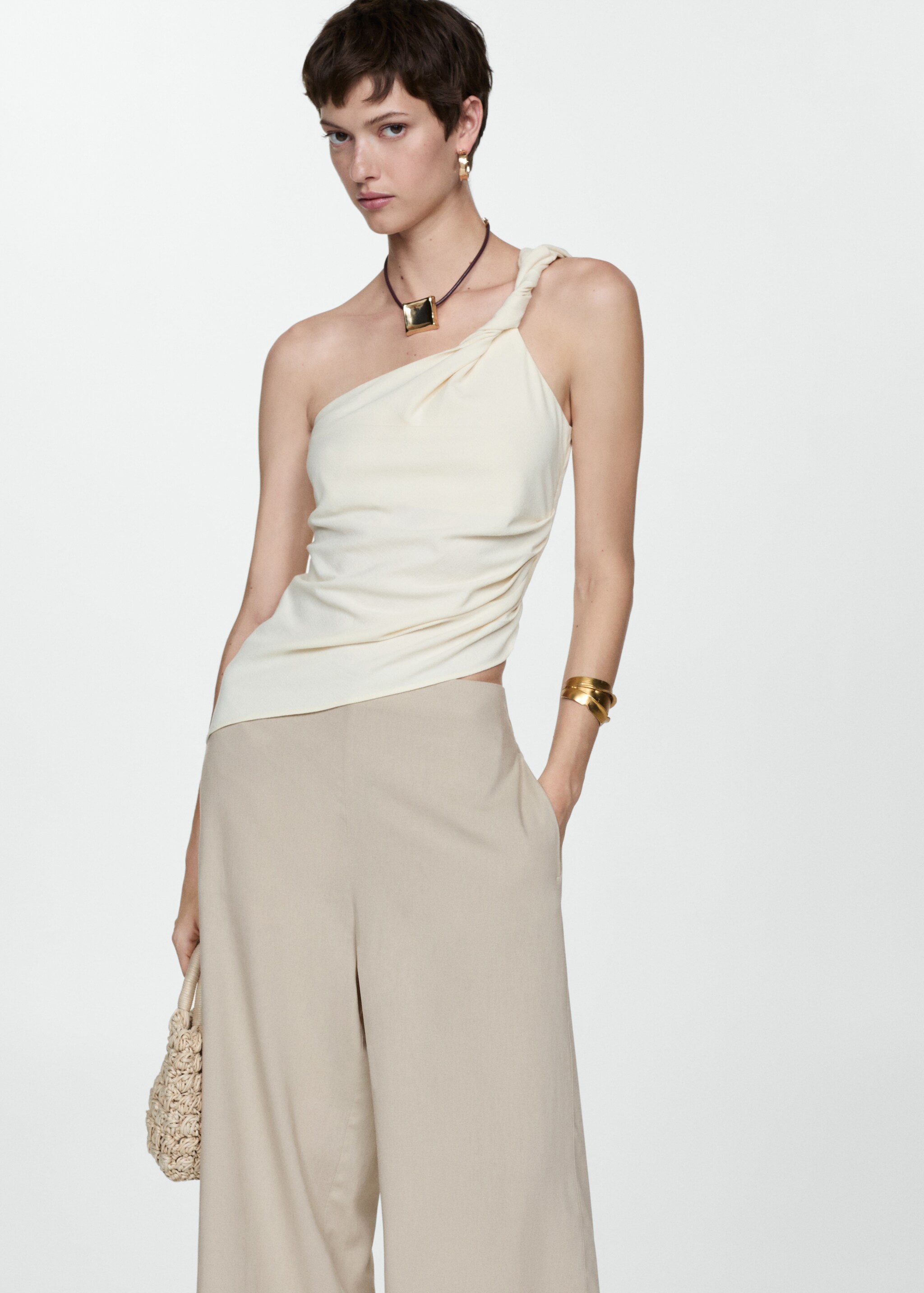 Wideleg linen trousers - Details of the article 6