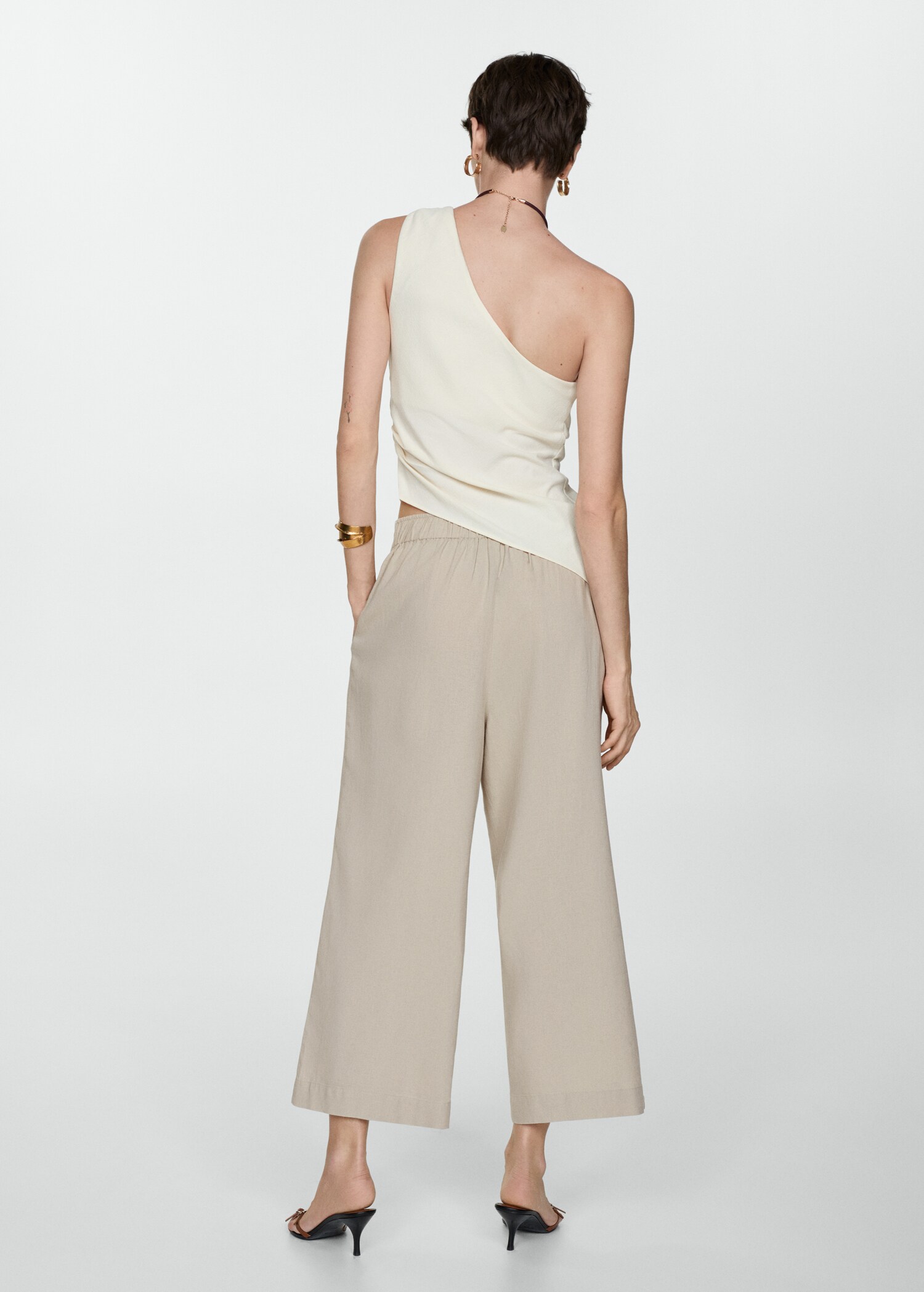 Wideleg linen trousers - Reverse of the article