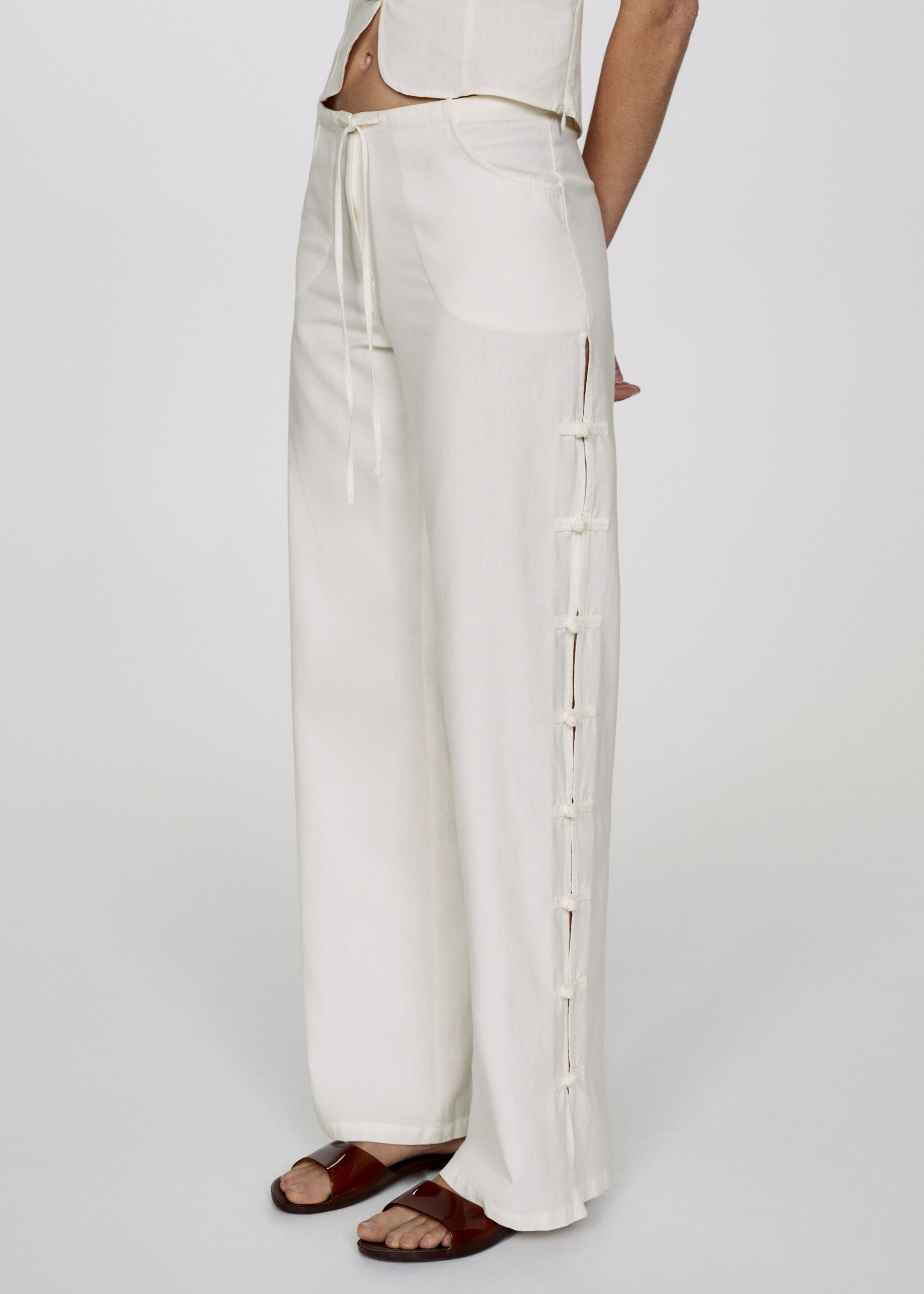 Wideleg trousers with buttons - Medium plane