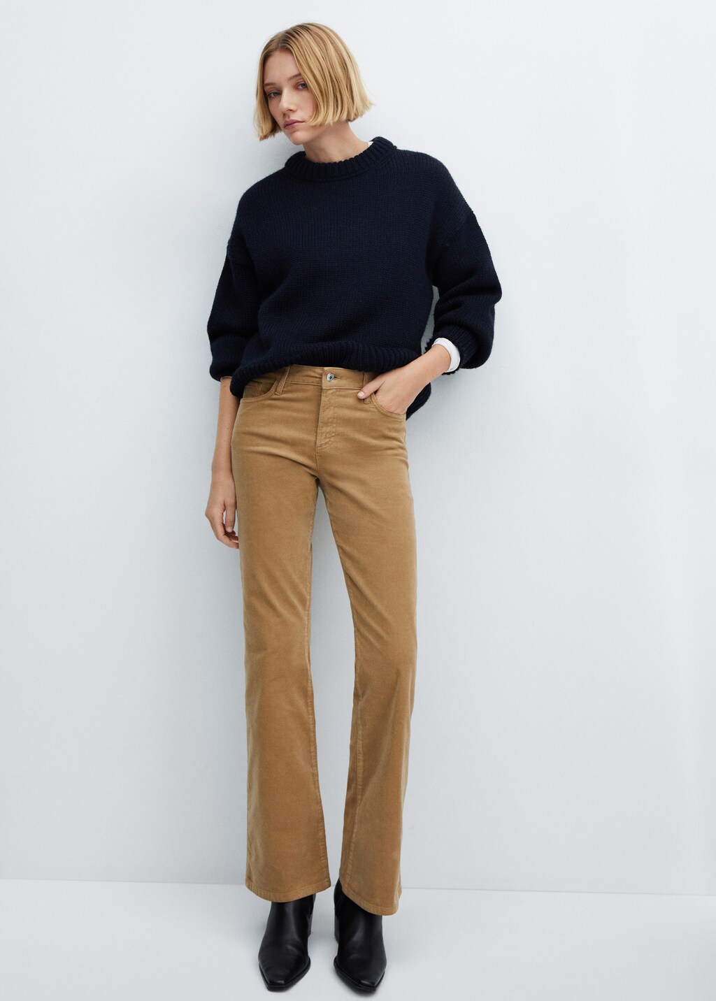 Pantalon flare taille normale velours cotele Femme MANGO Maurice