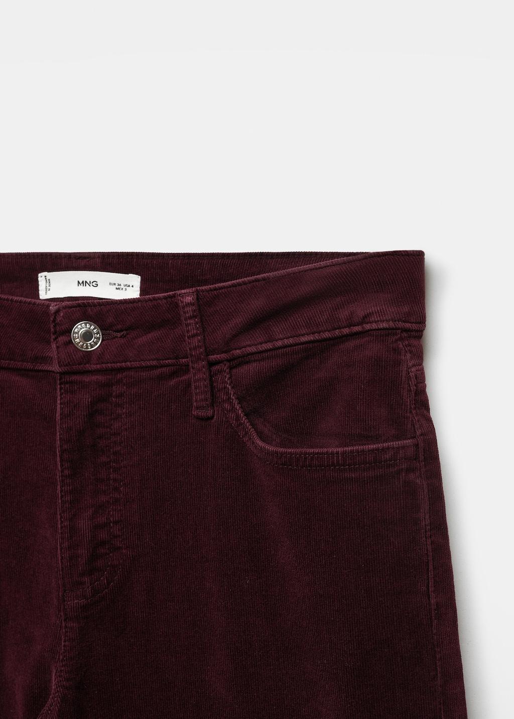 Pantalon flare taille normale velours cotele Femme MANGO Maurice