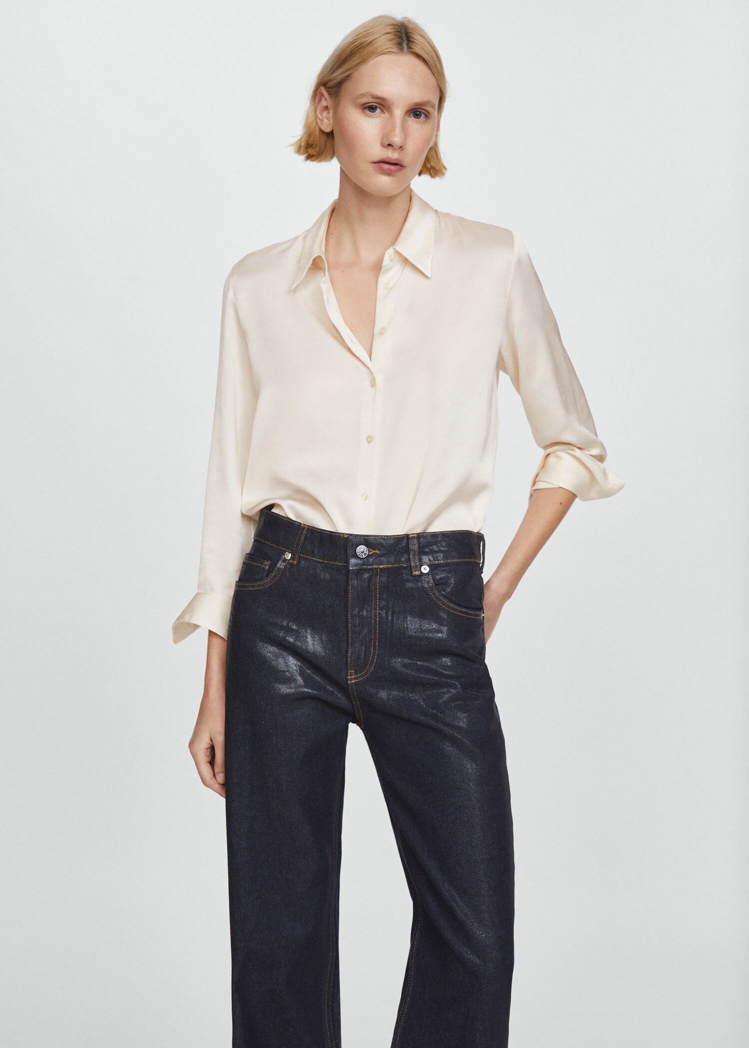 Satin finish flowy shirt - Medium plane