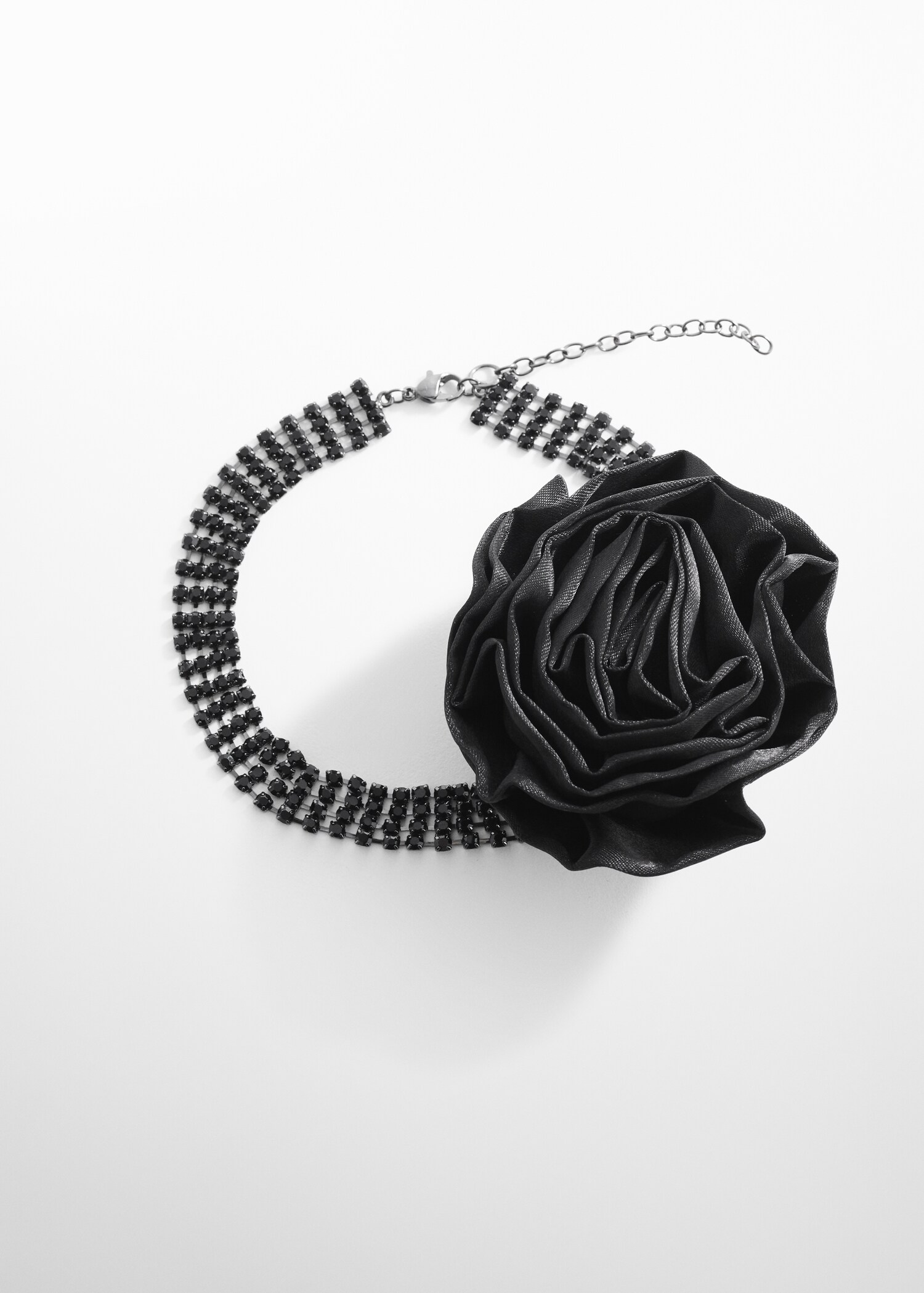 Kristallsteinverzierte Choker-Kette mit Maxi-Blume - Artikel ohne Model