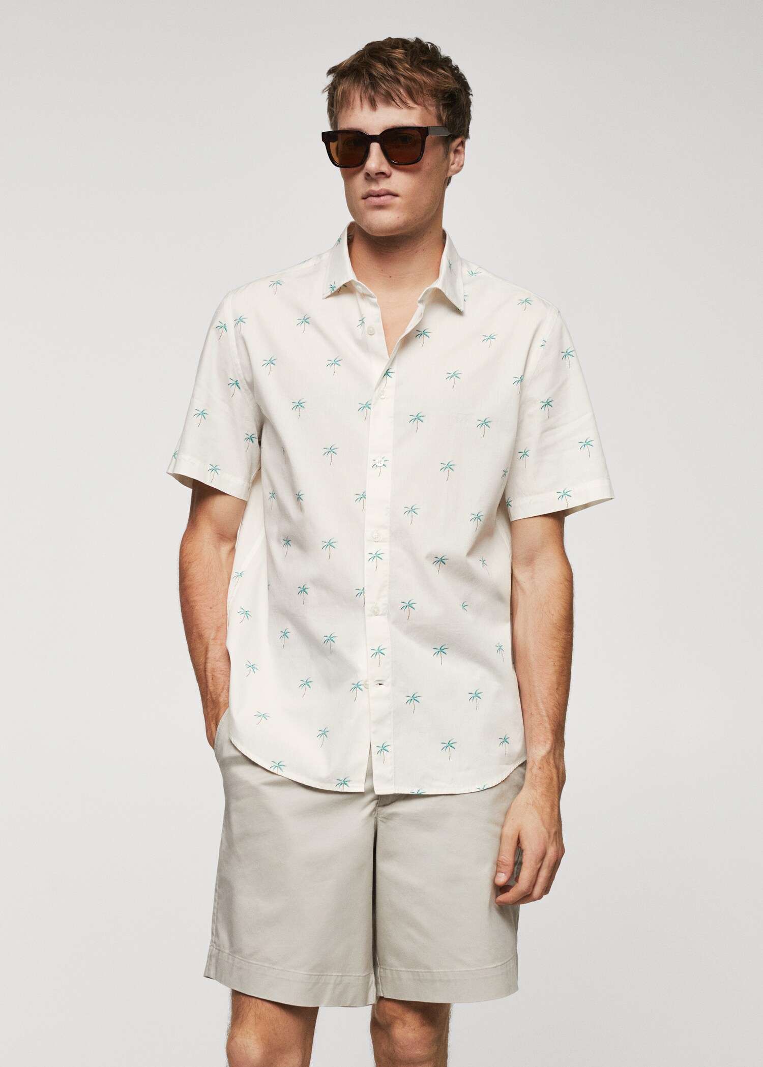 Chemise coton en imprimé palmiers - Plan moyen