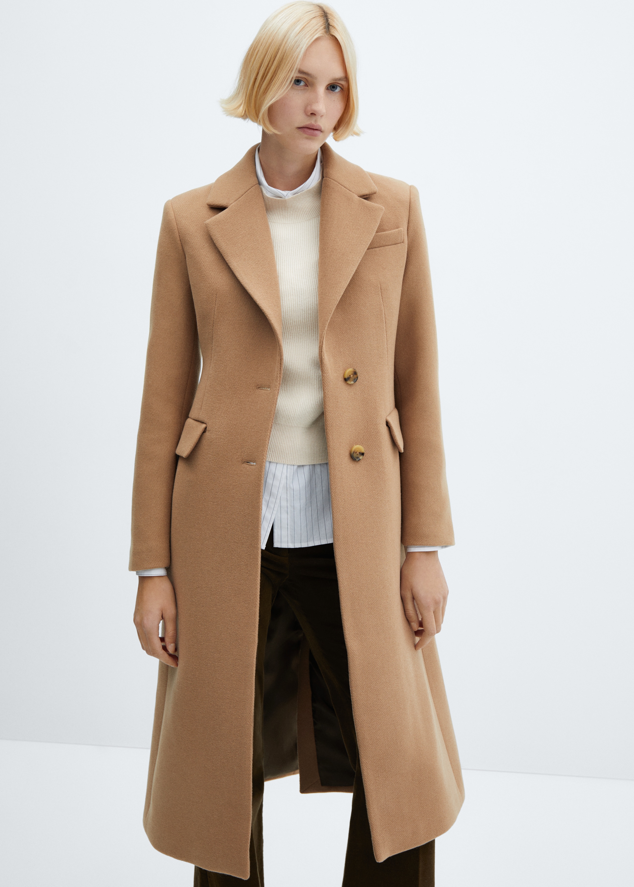 Mango - Tailored Wool Coat Medium Brown - Xxs - Women