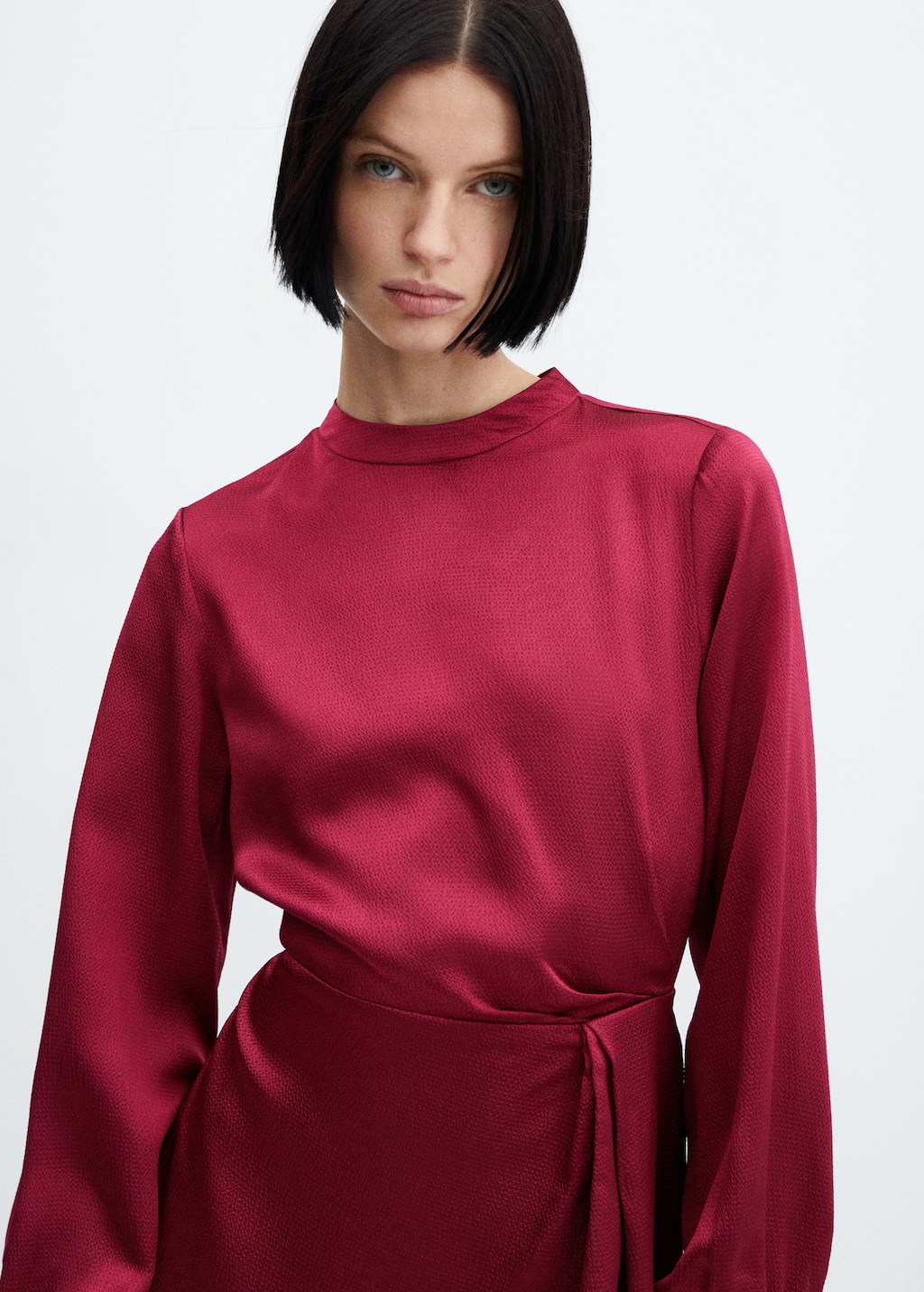Mango red satin dress sales
