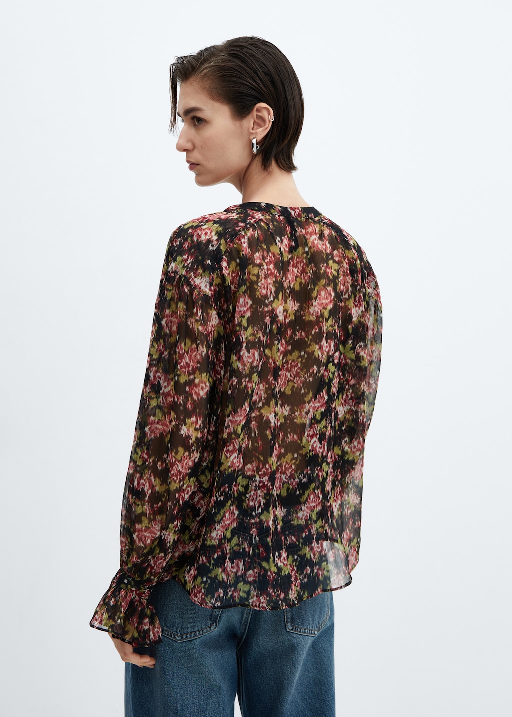 Blouse fleurie semi transparente Femme MANGO Tunisie