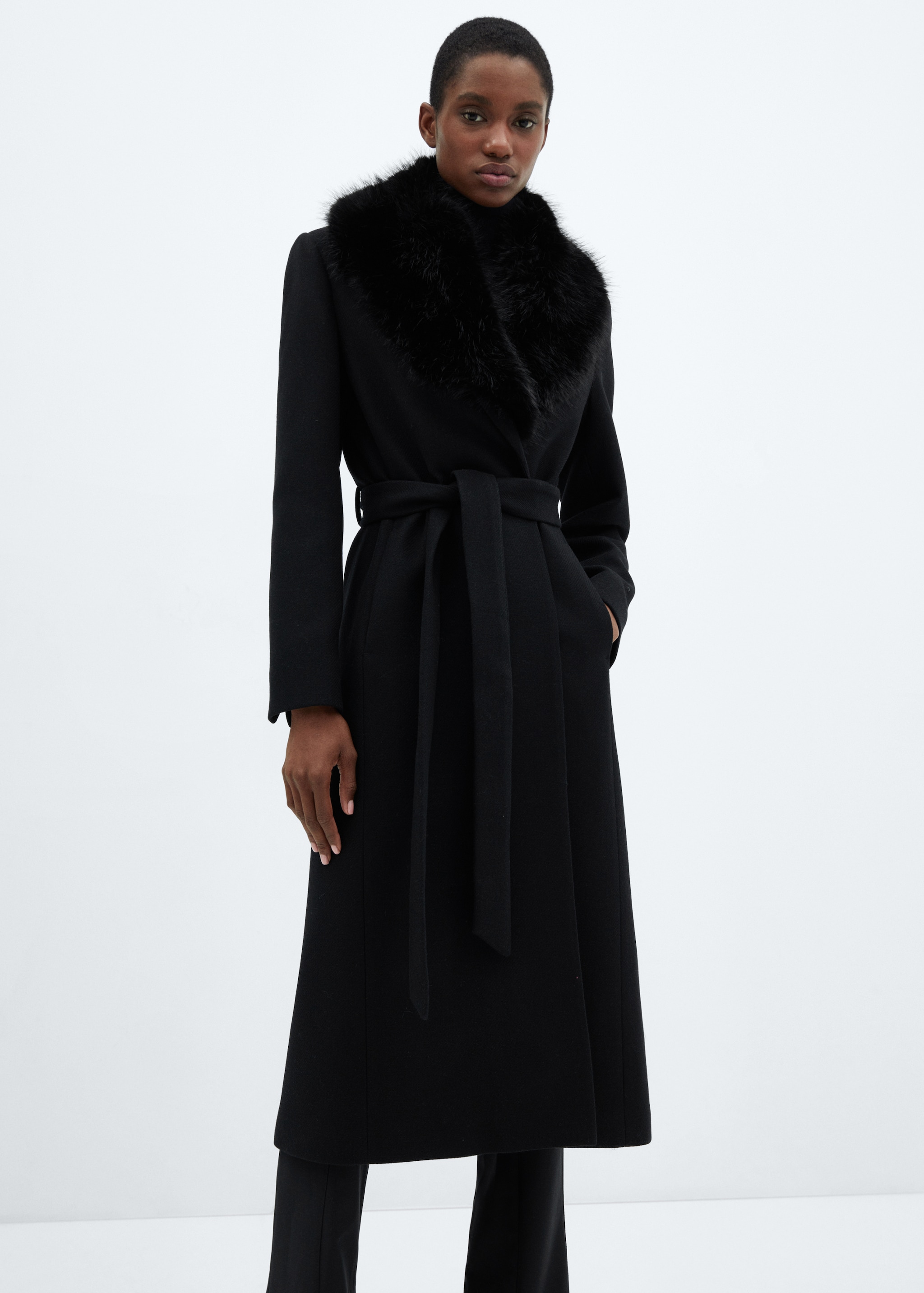 Manteco wool coat with detachable fur collar - Medium plane