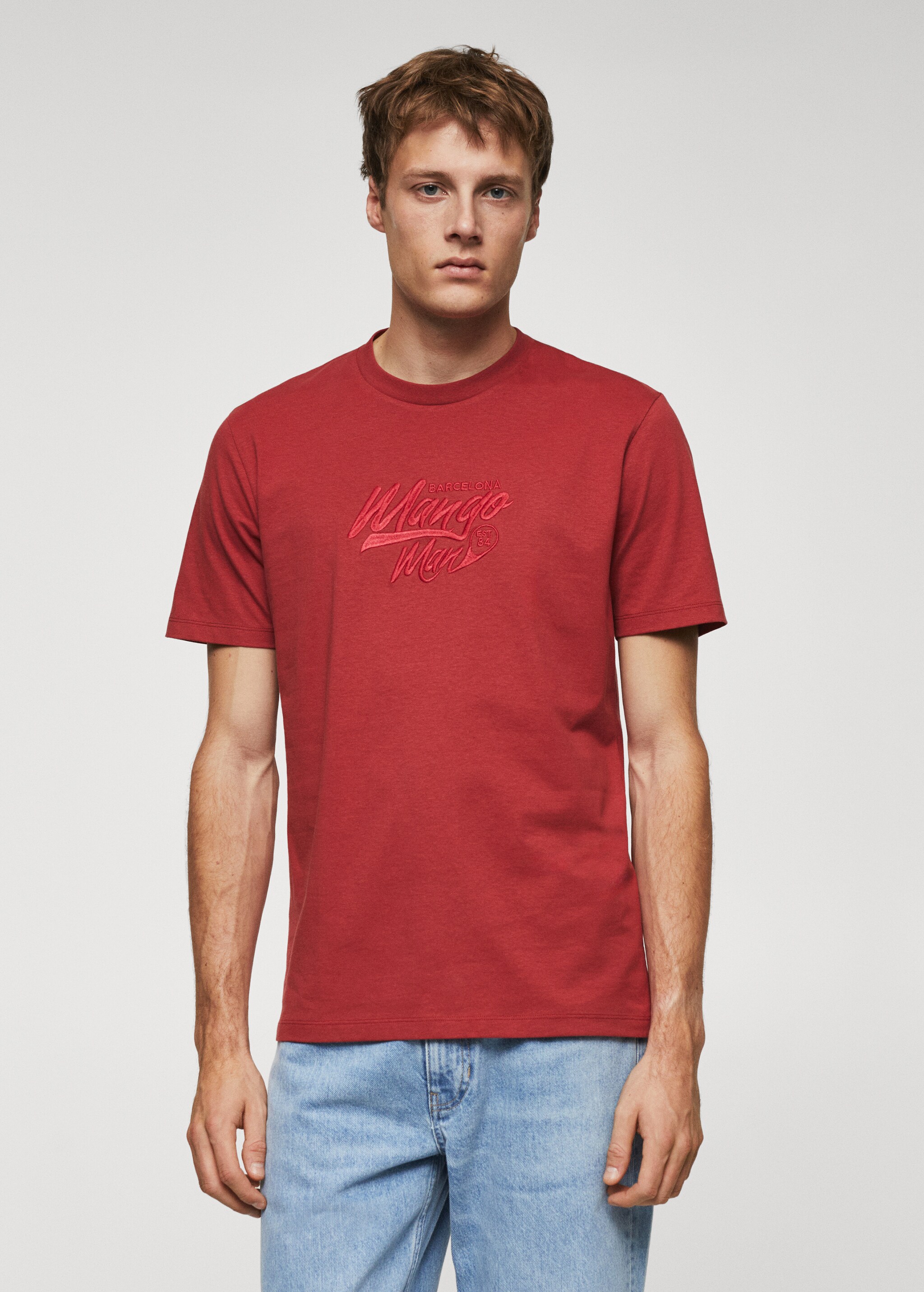 T-Shirt aus 100 % Baumwolle mit besticktem Logo - Mittlere Ansicht