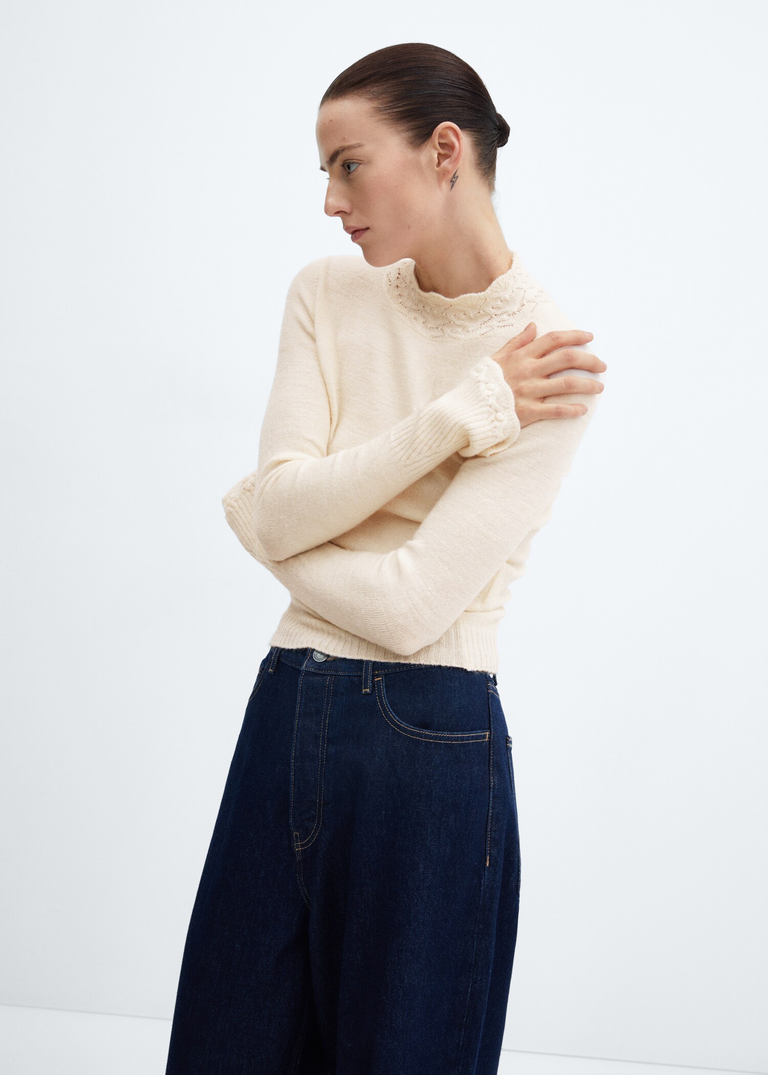 Mandie Cropped Sweater in Ivory