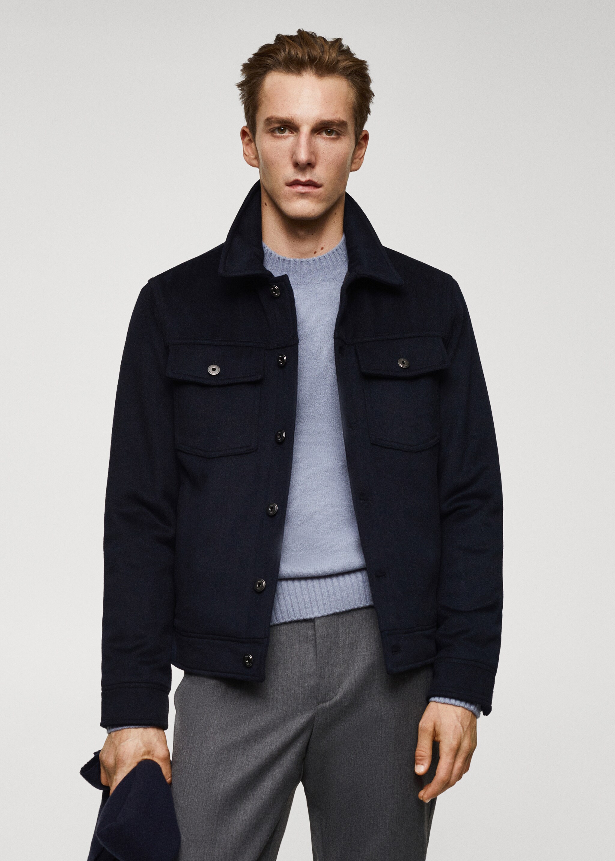 Pocketed wool-blend jacket - Medium plane