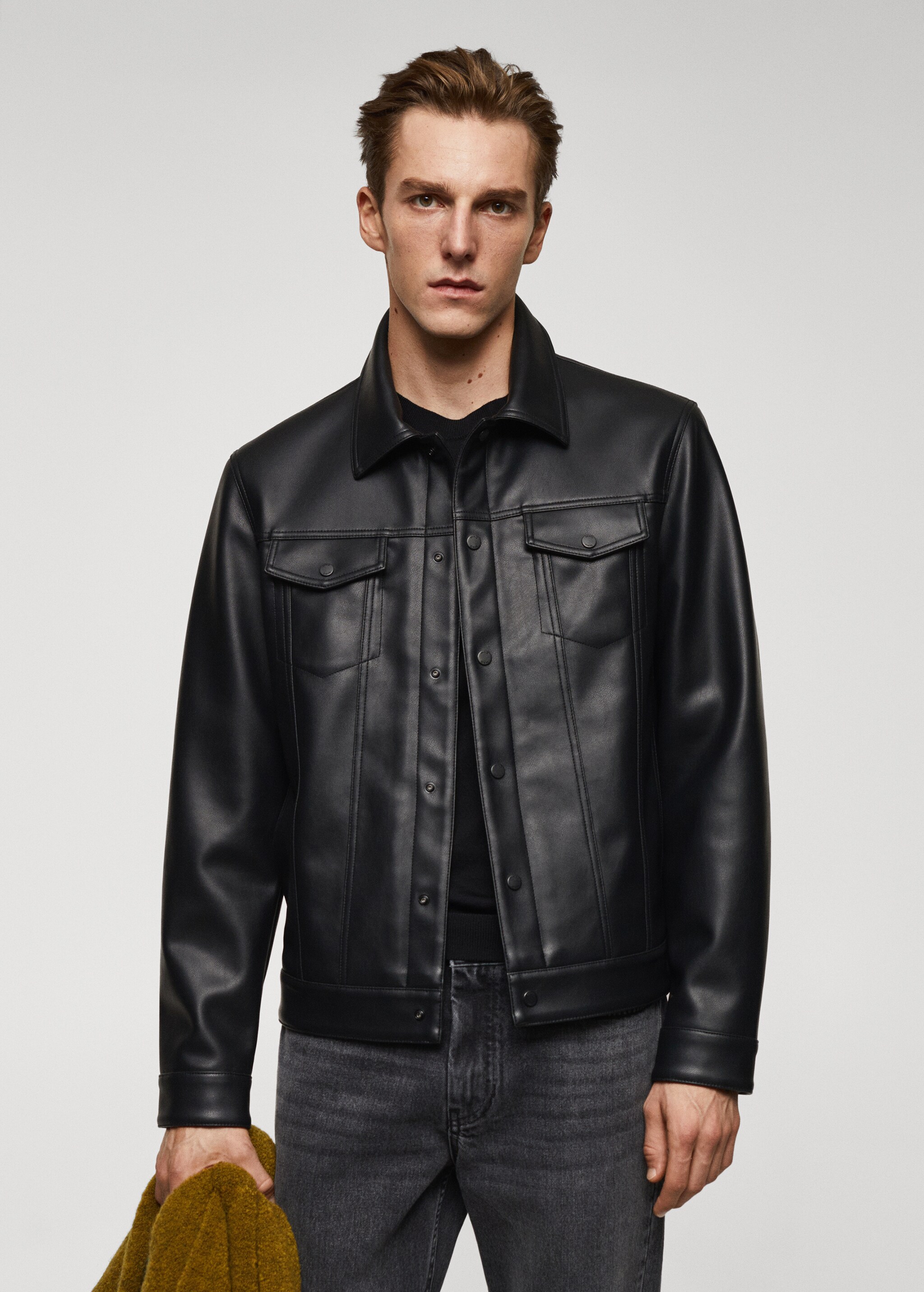 Faux leather jacket with pockets - Medium plane