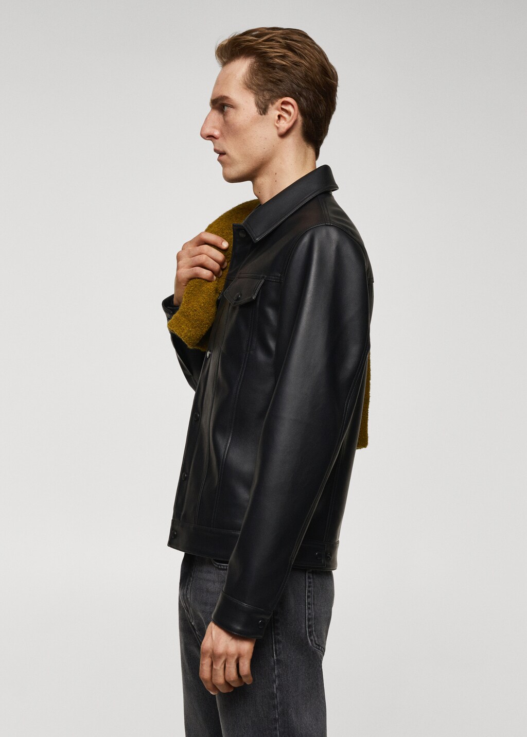Mango フェイクレザー＆フェイクシアリング モトジャケット MNG Mango Faux Leather Moto Biker Jacket White Women's Size