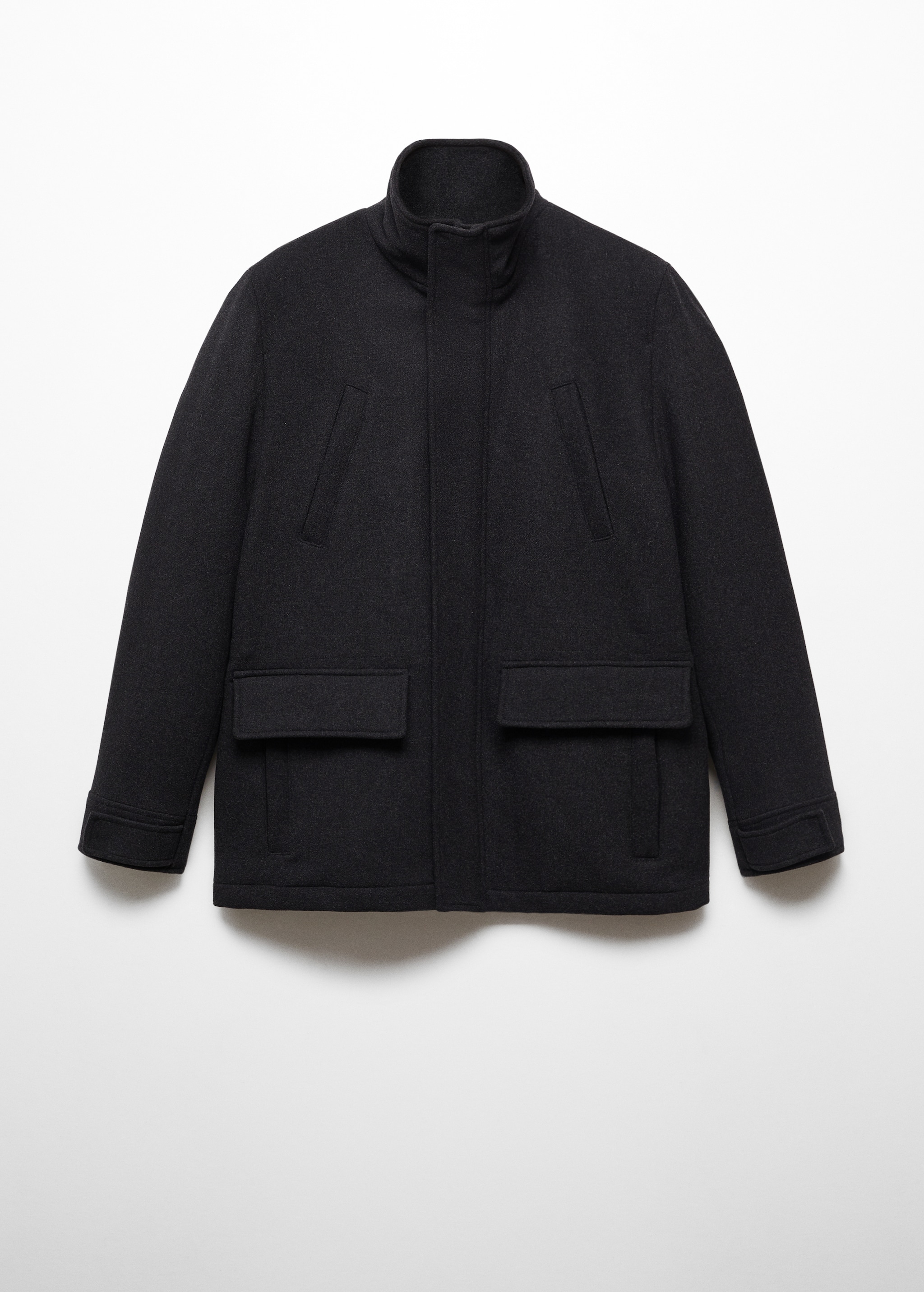 Короткое пальто из шерсти с карманами - Изделие без модели