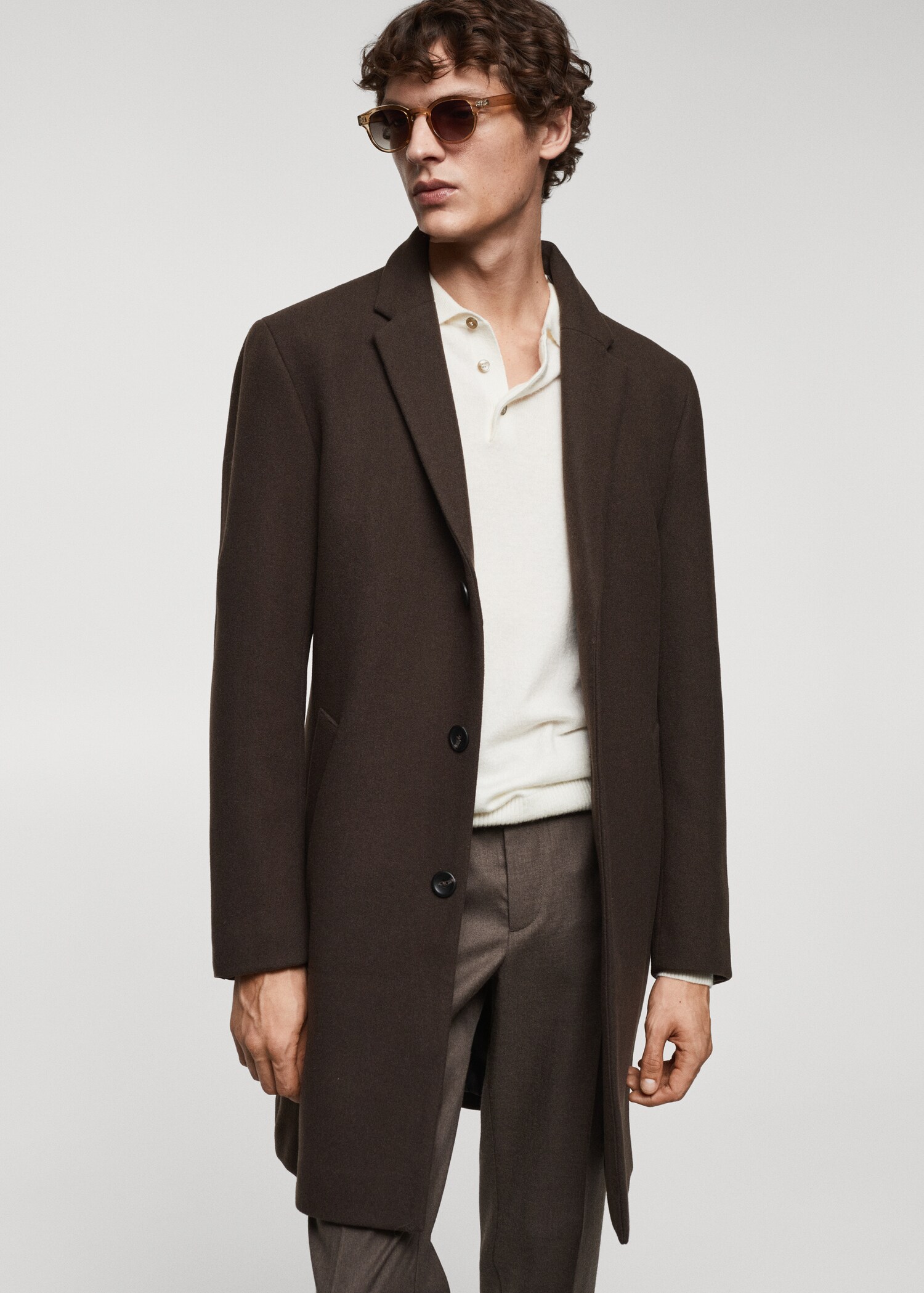 Wool coat with detachable collar - Man | MANGO Mali