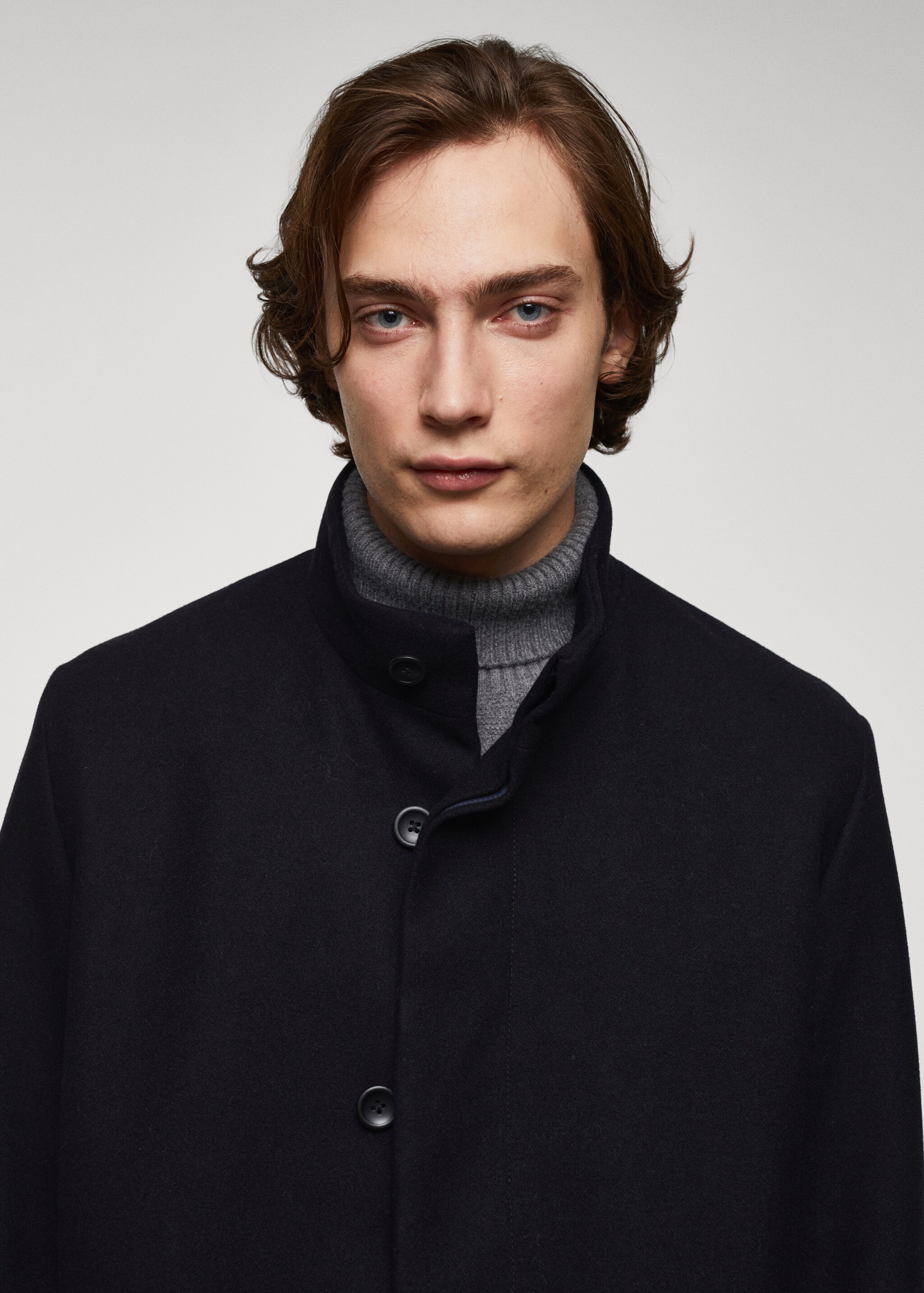Wool funnel neck coat - Details of the article 1