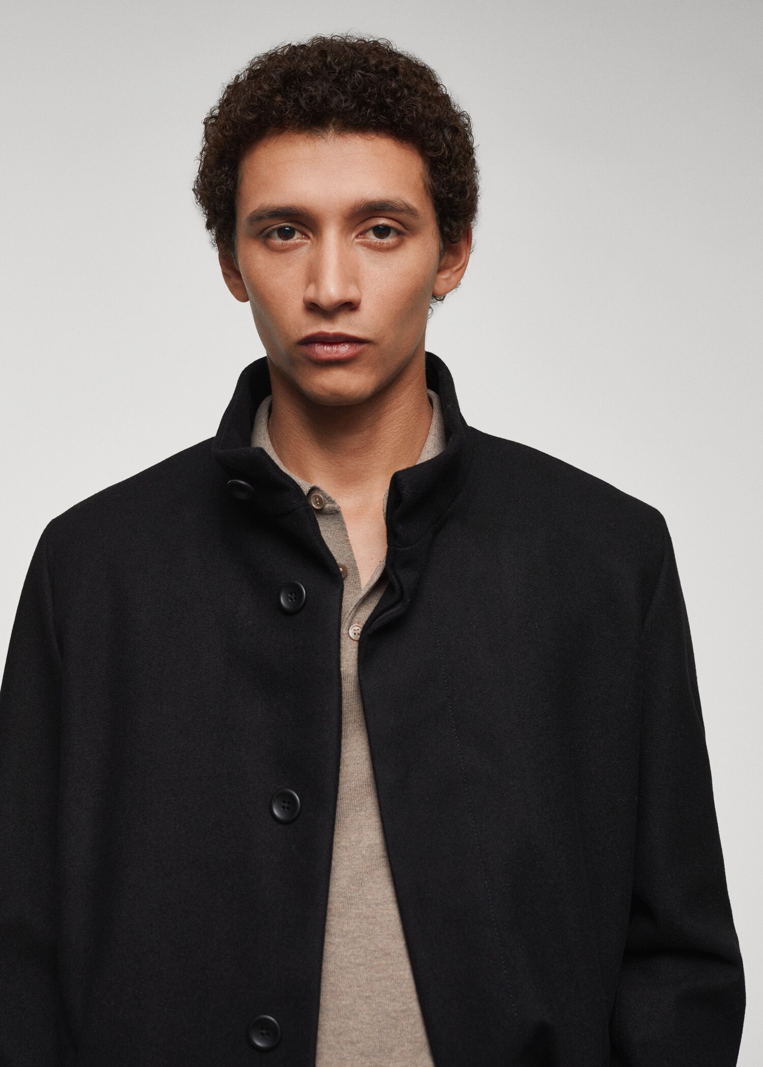 Wool funnel neck coat - Details of the article 1