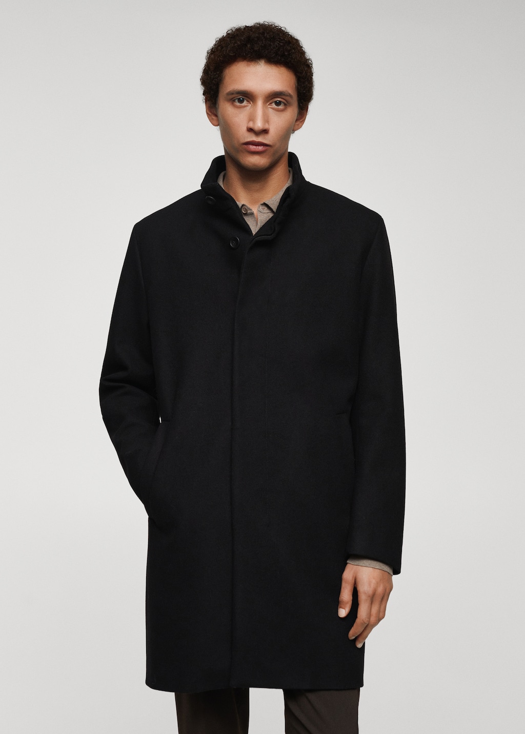 Wool funnel neck coat