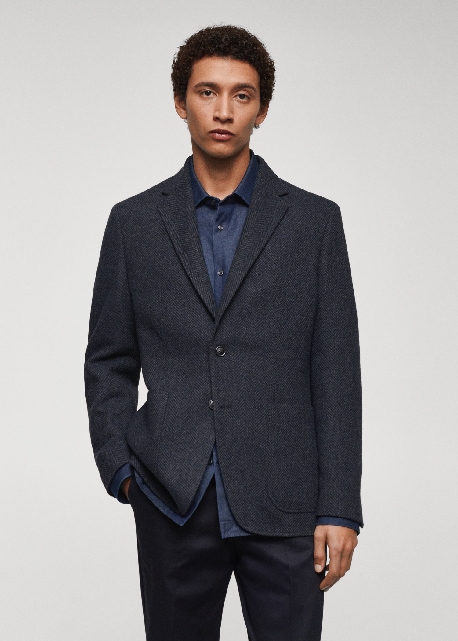 Slim-fit herringbone wool suit jacket Men MANGO Vietnam
