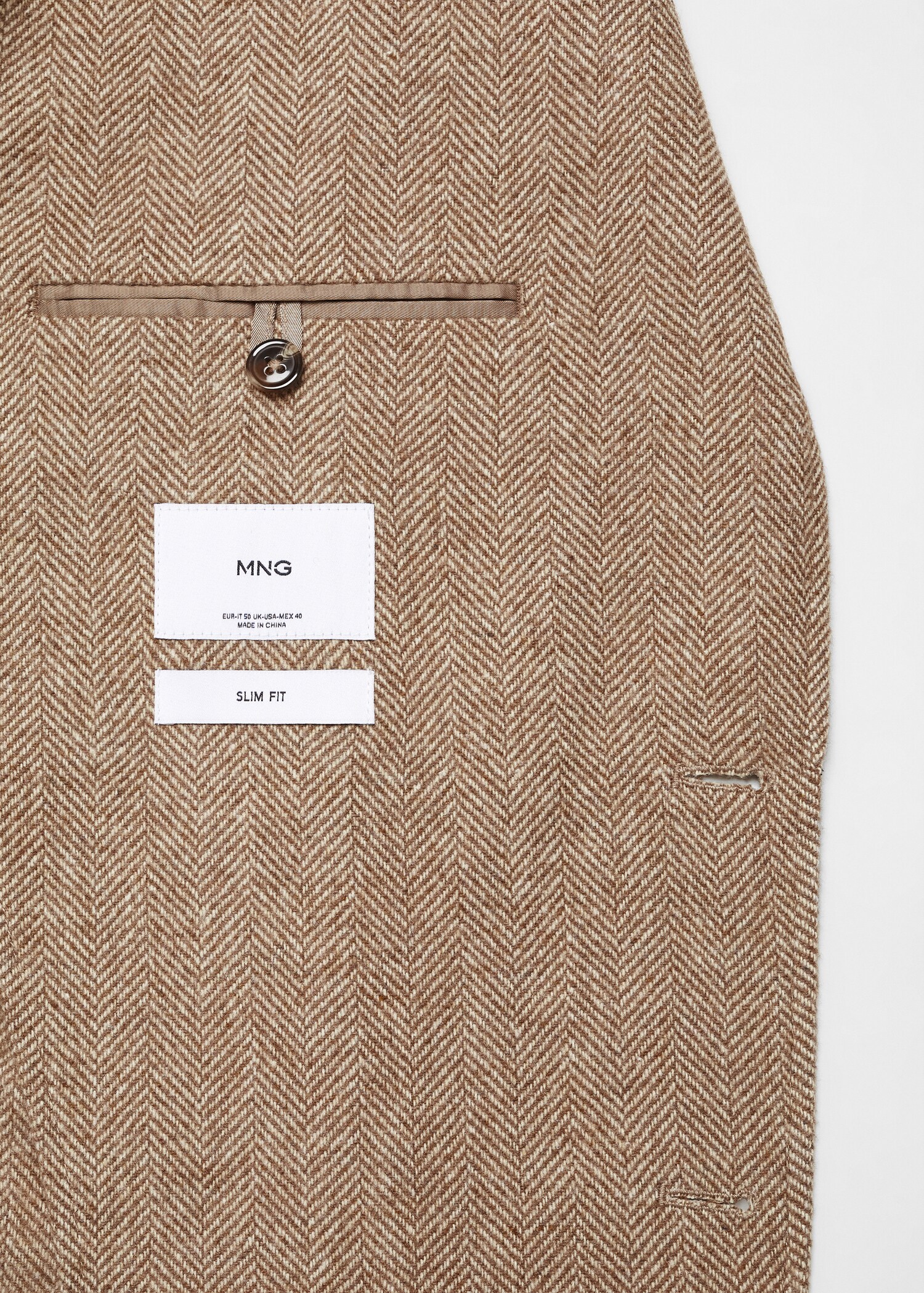 Slim-fit herringbone wool suit jacket - Details of the article 0