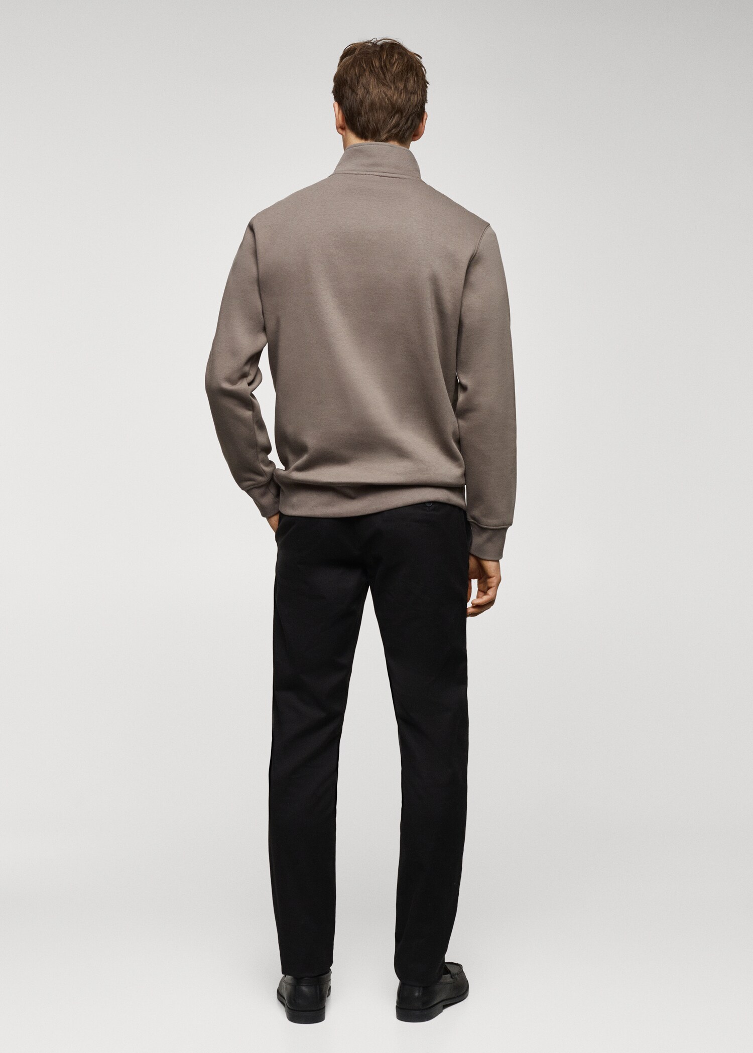Yakası fermuarlı pamuklu sweatshirt - Ürünün arkası