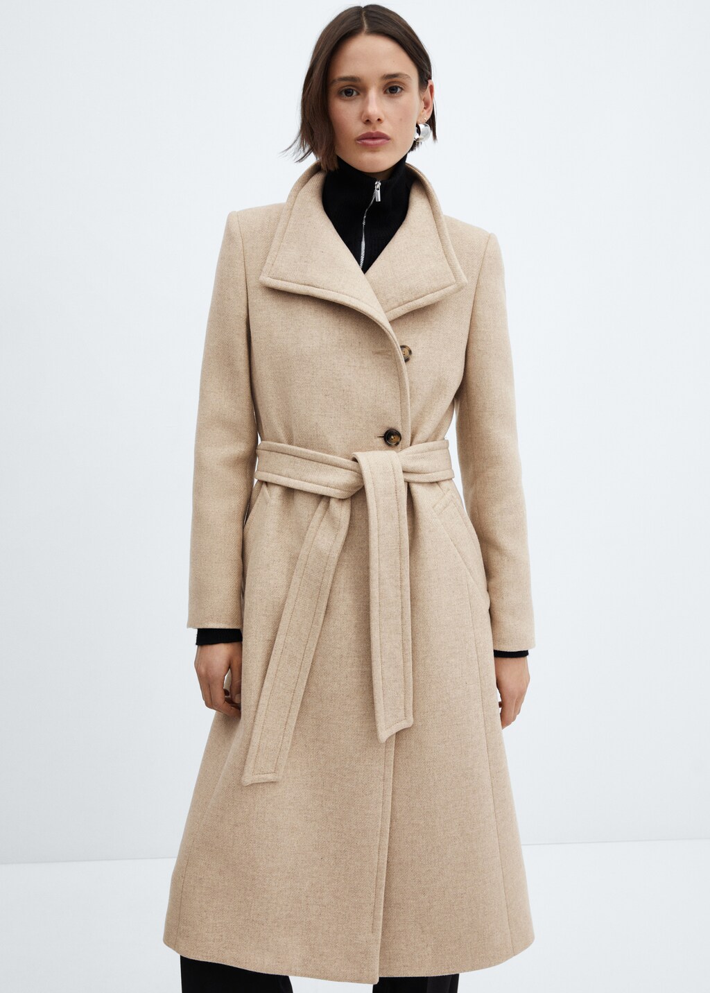 Belted Manteco wool coat - Women | MANGO USA
