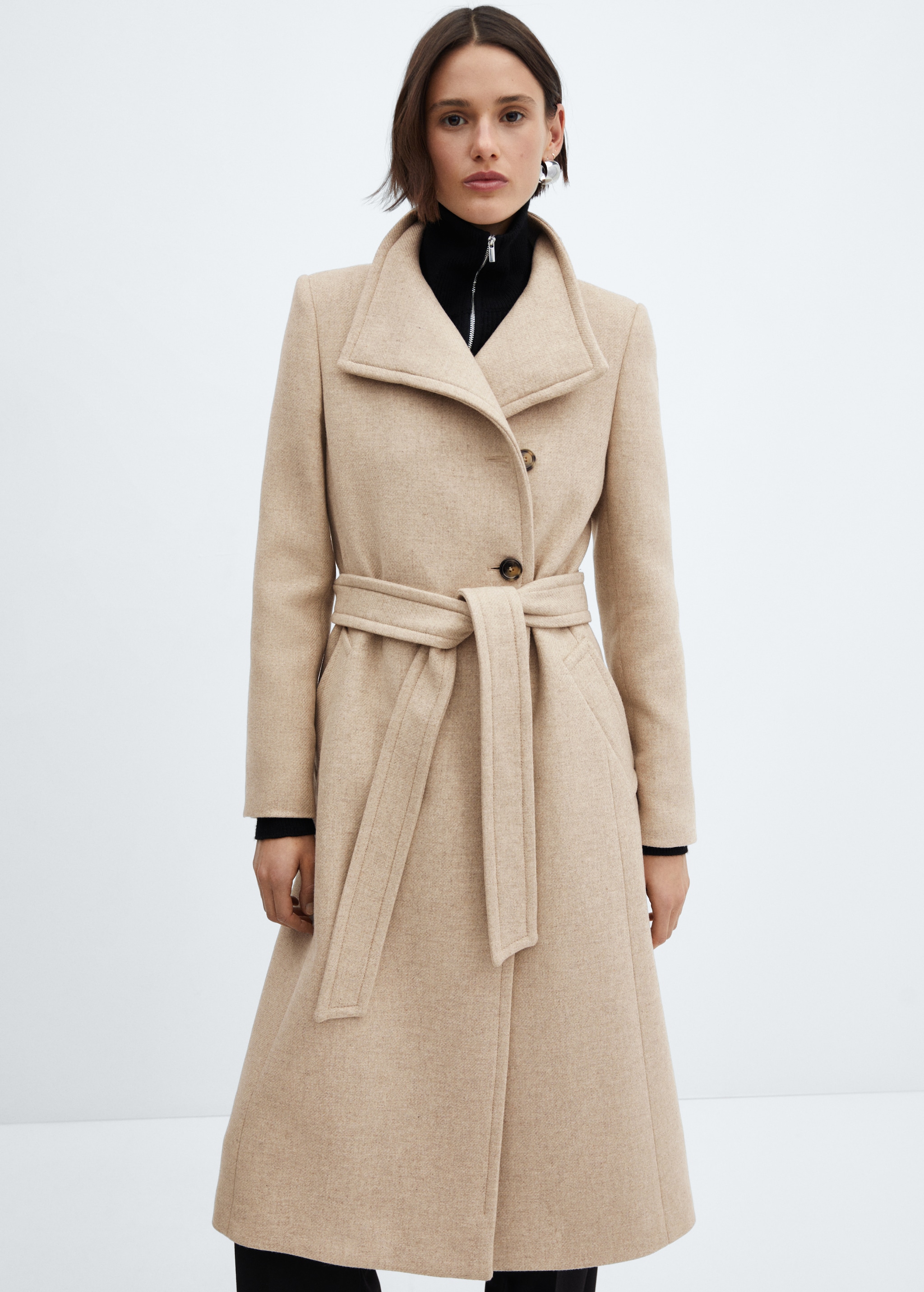 Belted Wool Coat Womens Blue Belted Wool Blend Long Wrap Coat