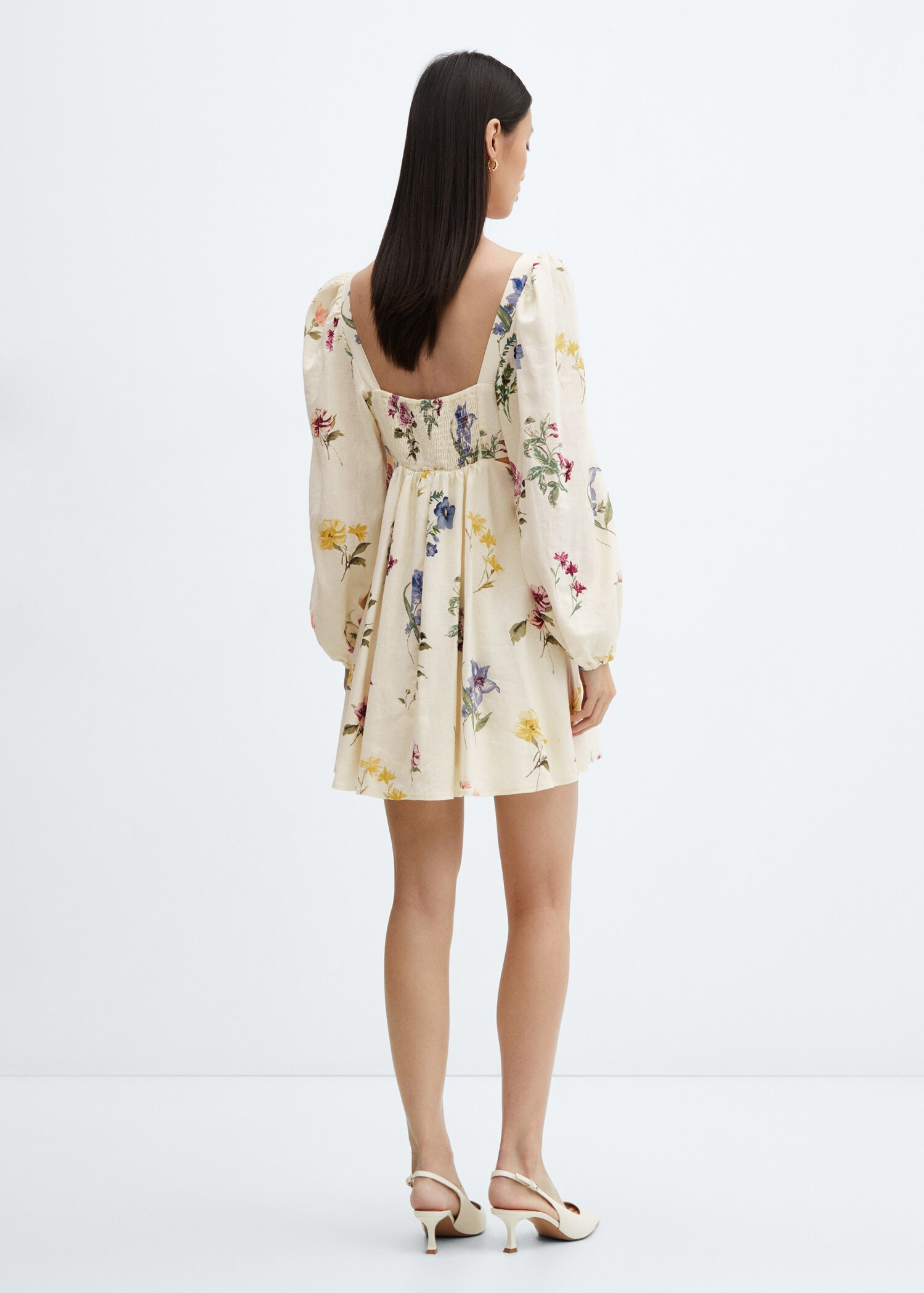 Floral linen-blend dress - Reverse of the article