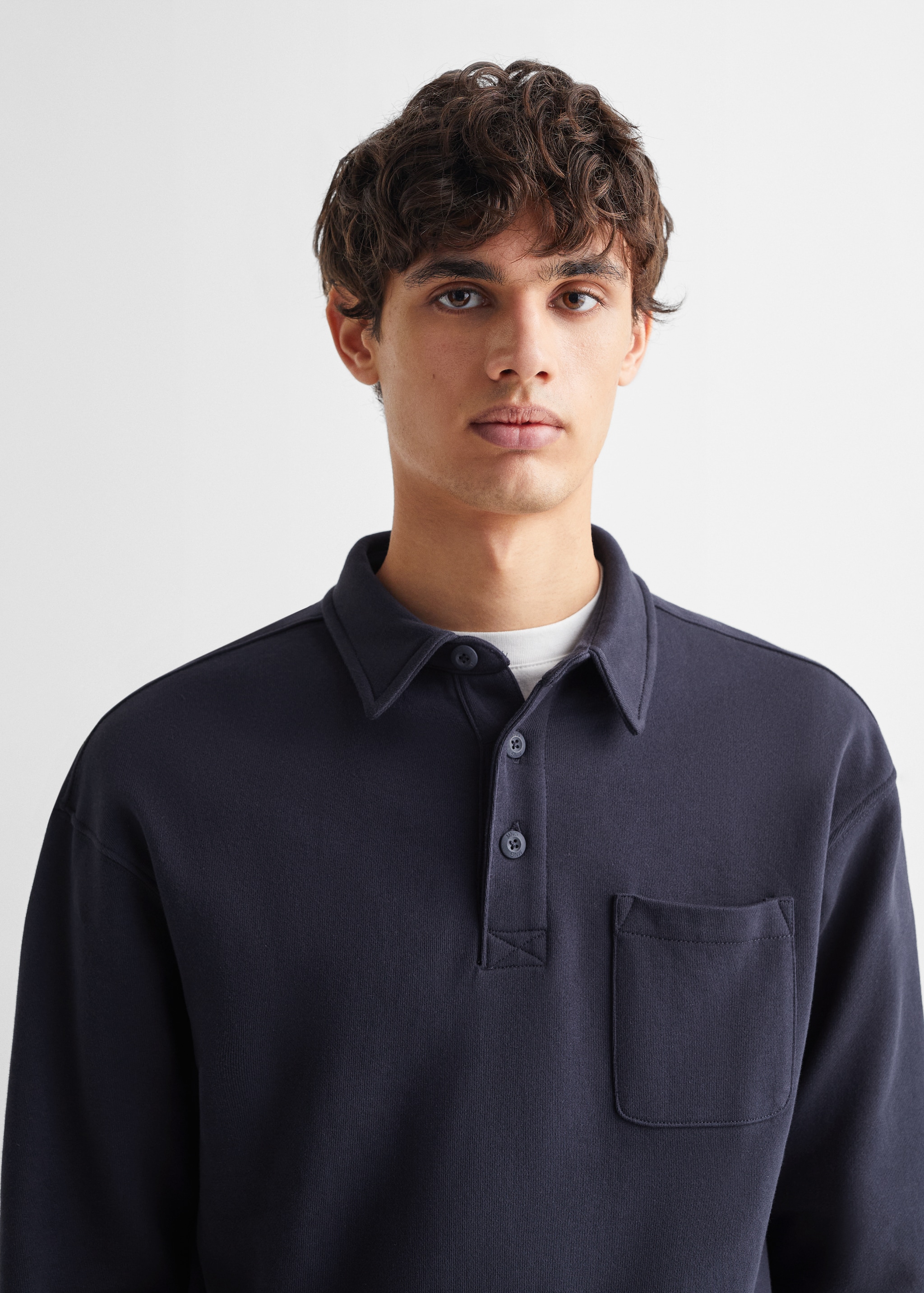 Long sleeves cotton polo - Details of the article 1