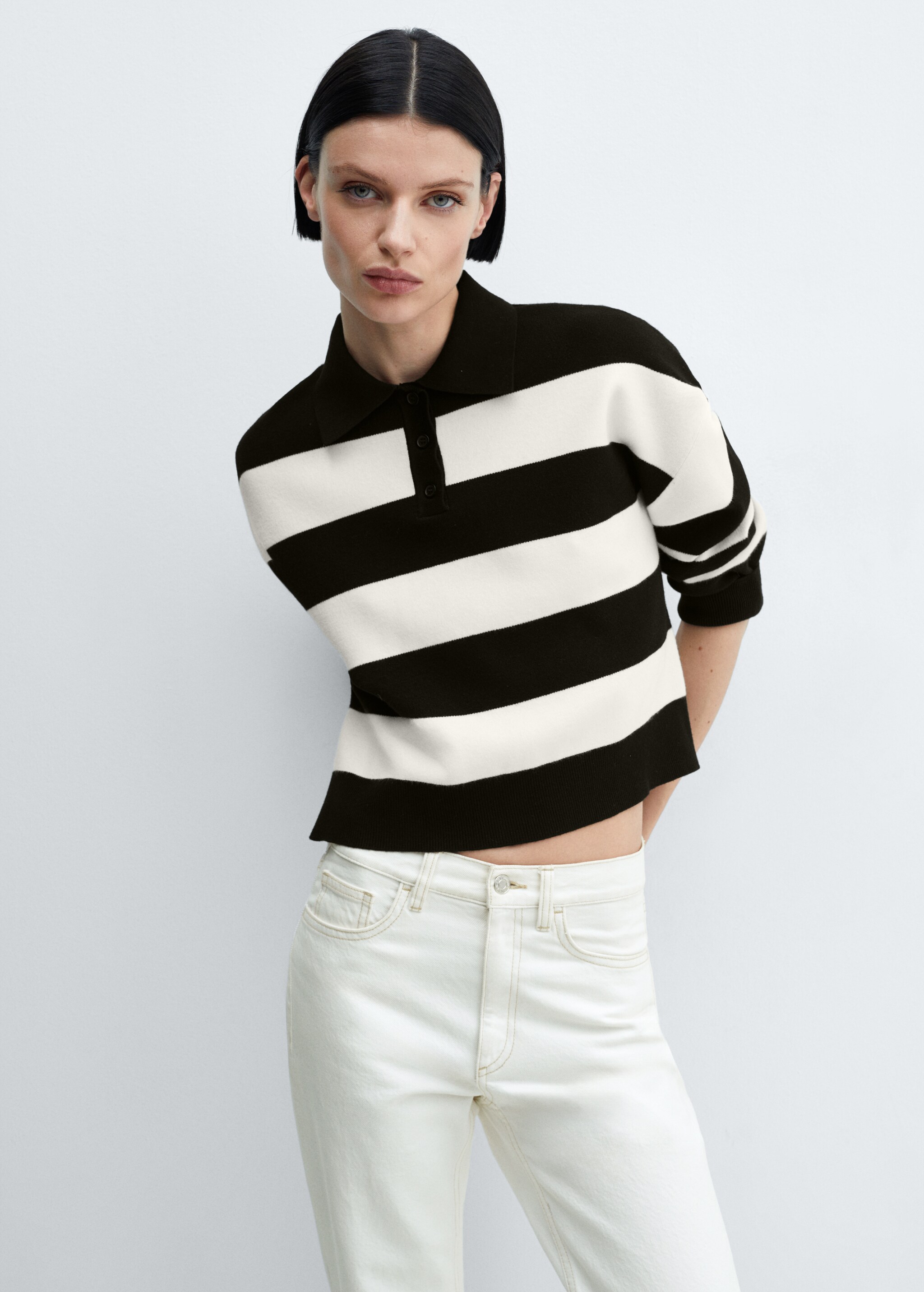 Striped polo-neck sweater - Medium plane