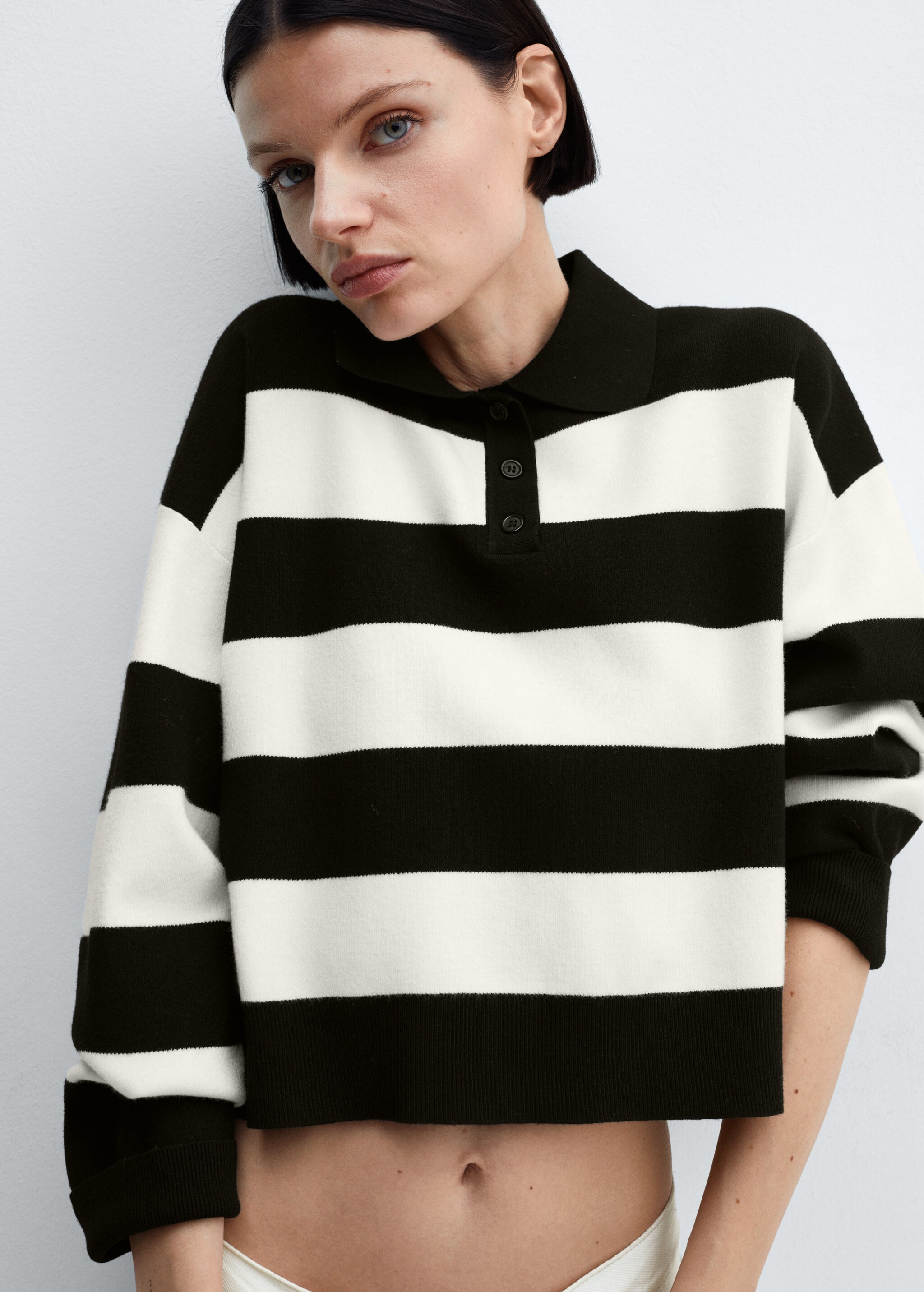 Striped polo-neck sweater - Details of the article 1