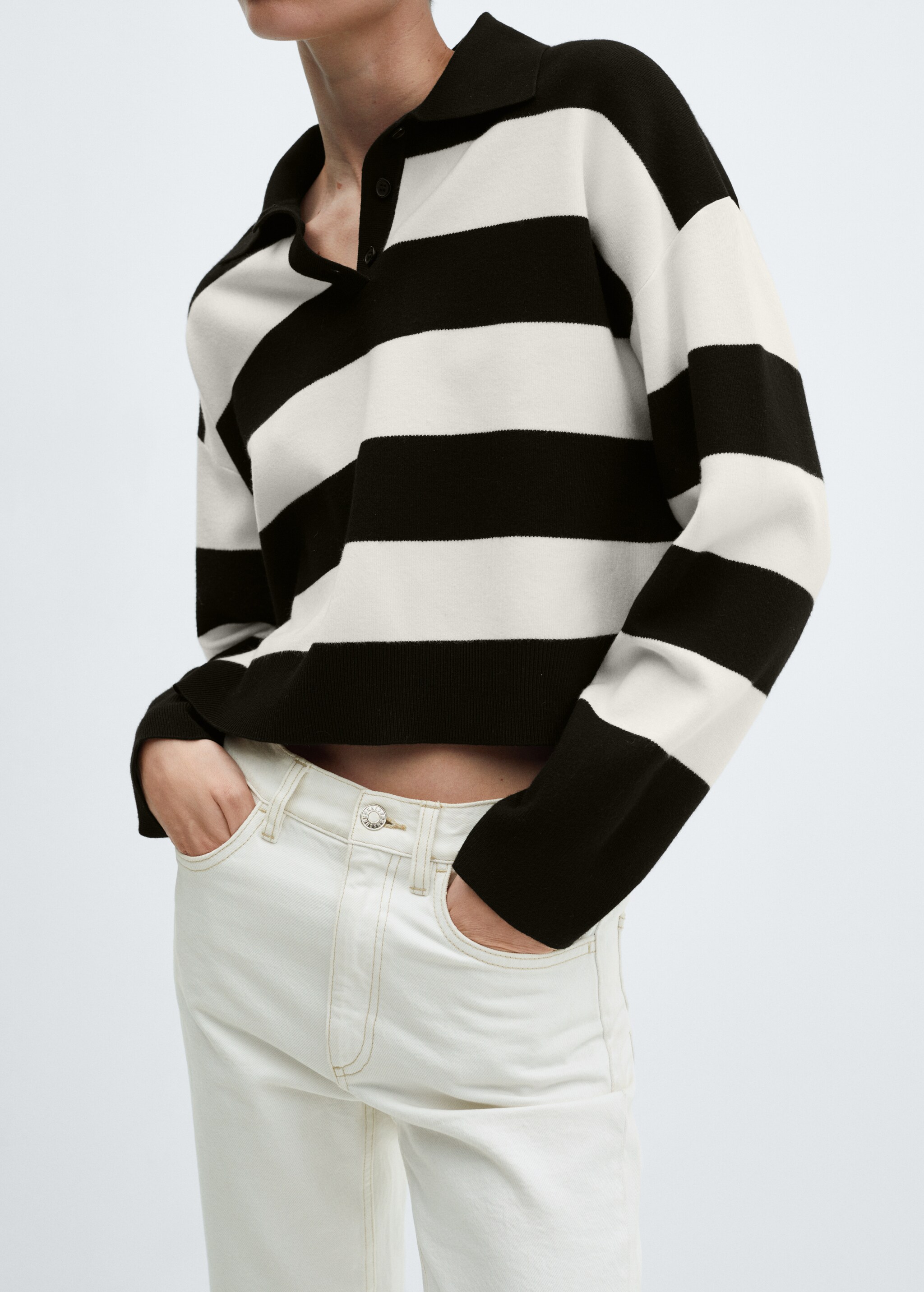 Striped polo-neck sweater - Details of the article 6